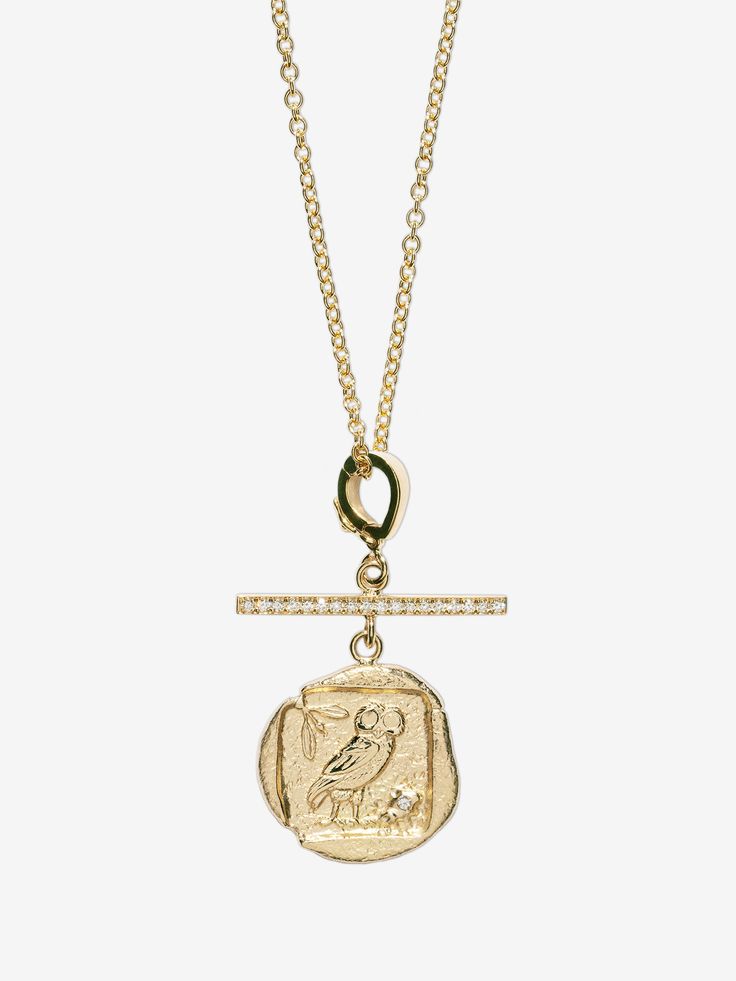 Owl of Athena Small Diamond Coin Charm