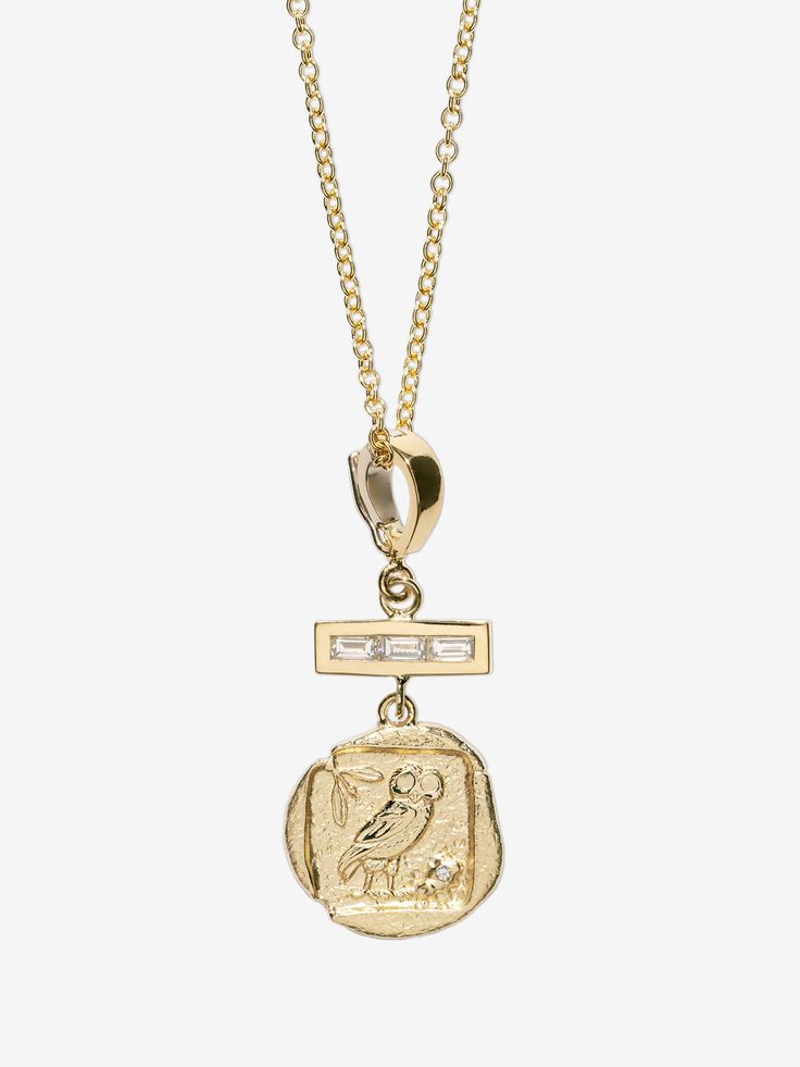 Owl of Athena Small Diamond Coin Charm