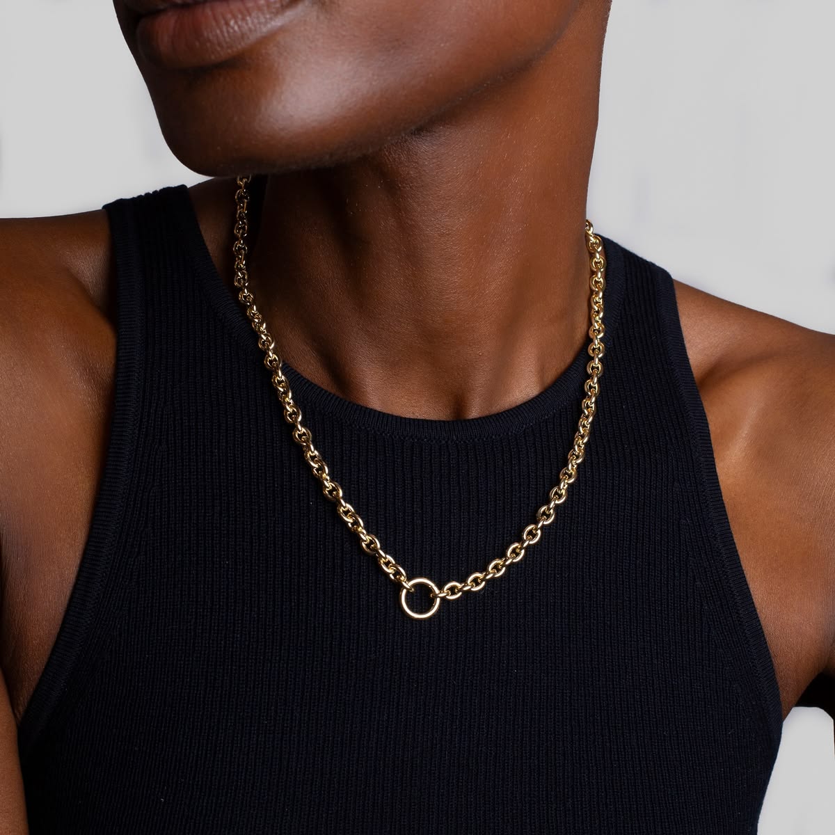 Airy Oval Chain Necklace with Clasp