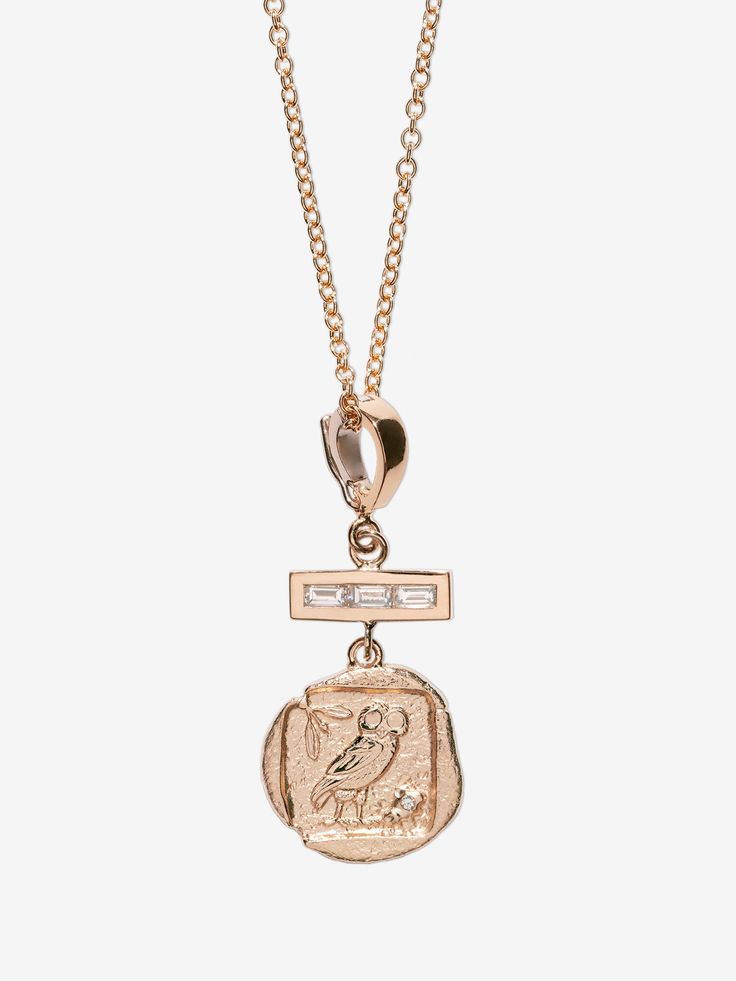 Owl of Athena Small Diamond Coin Charm