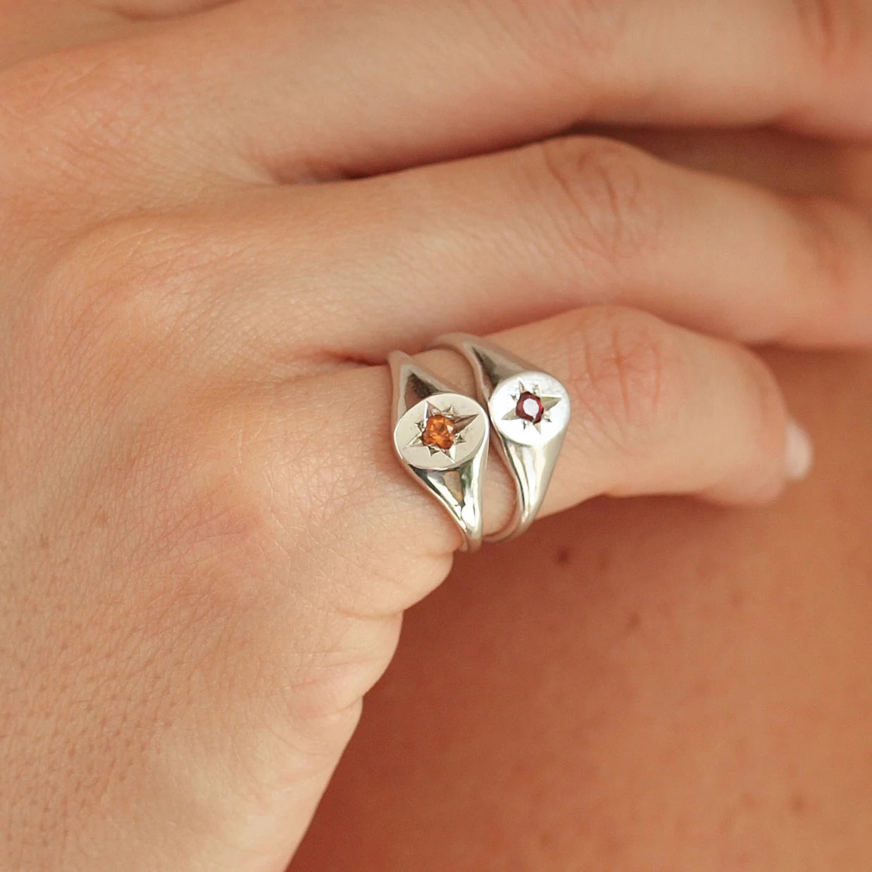 Citrine North Star Signet Ring