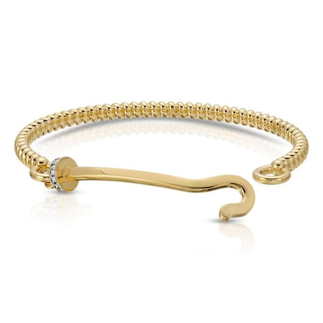 Gold Hook Bangle With Diamond Rondelle