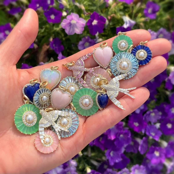 14K Gold & White Diamond Evelyn Bird Charm