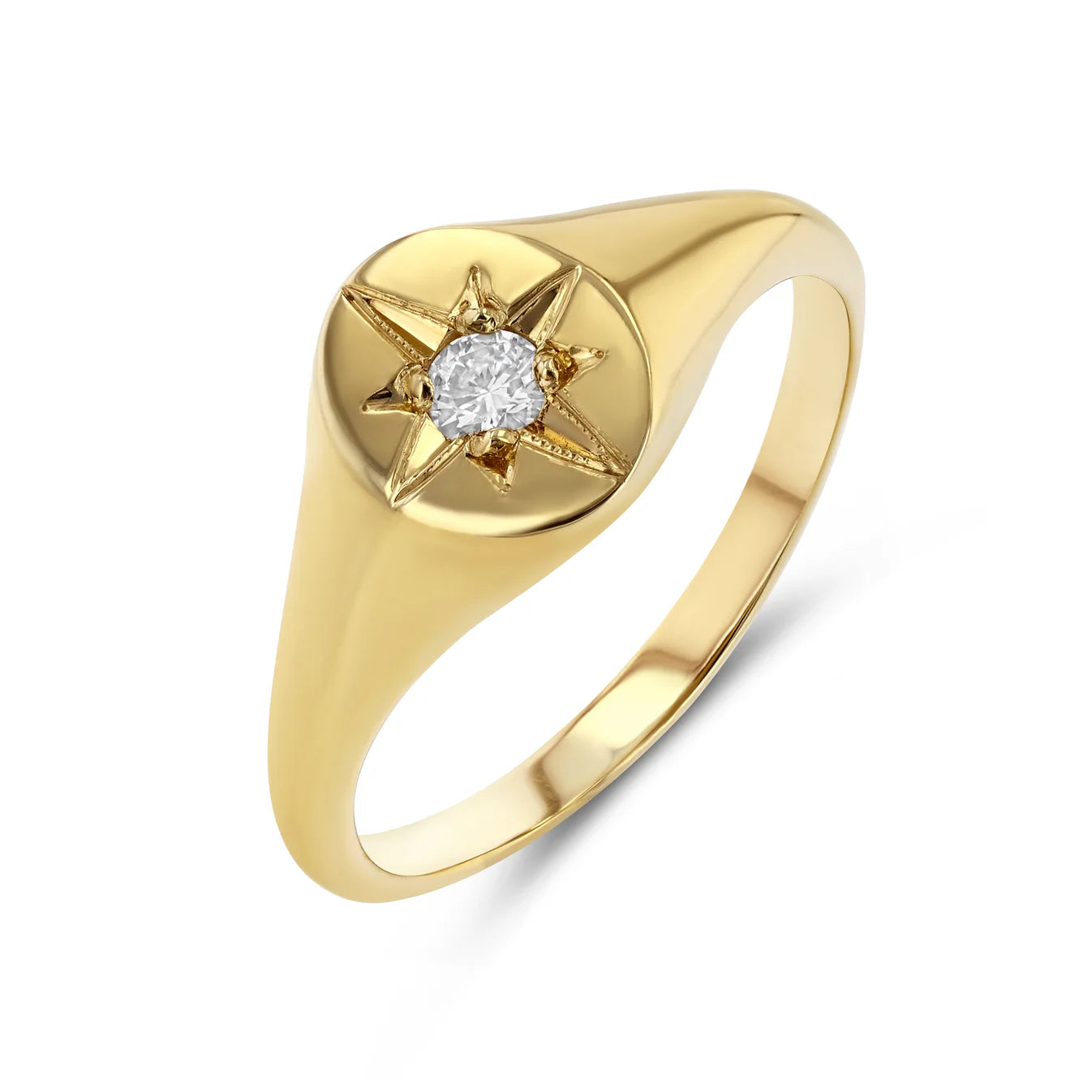 Diamond North Star Signet Ring