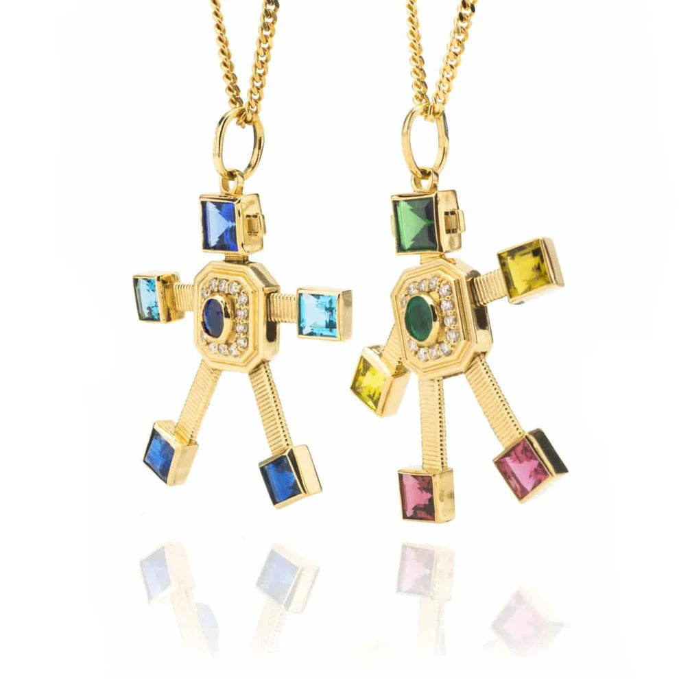 Disco Van Robot Maxi Pendant Diamond Emerald Tourmaline