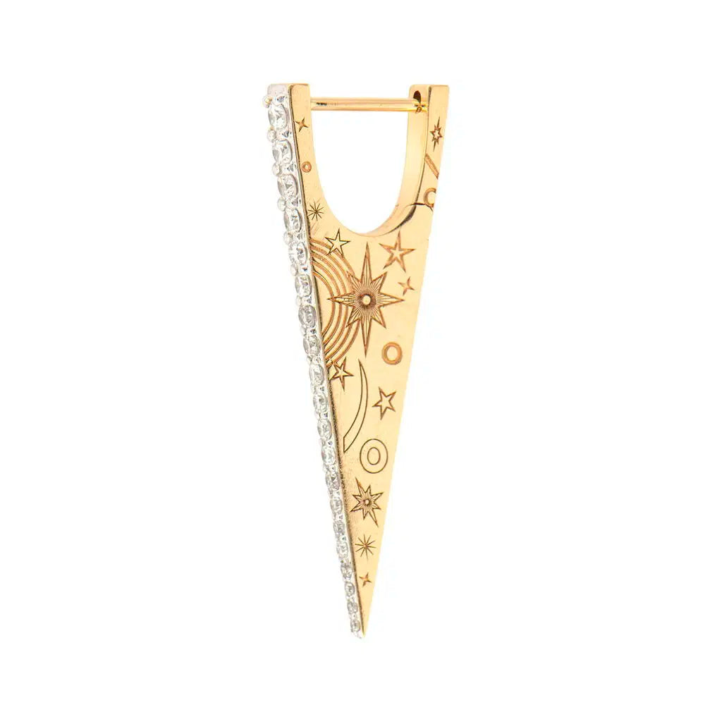Elongated Diamond "V" Hoop Earrings