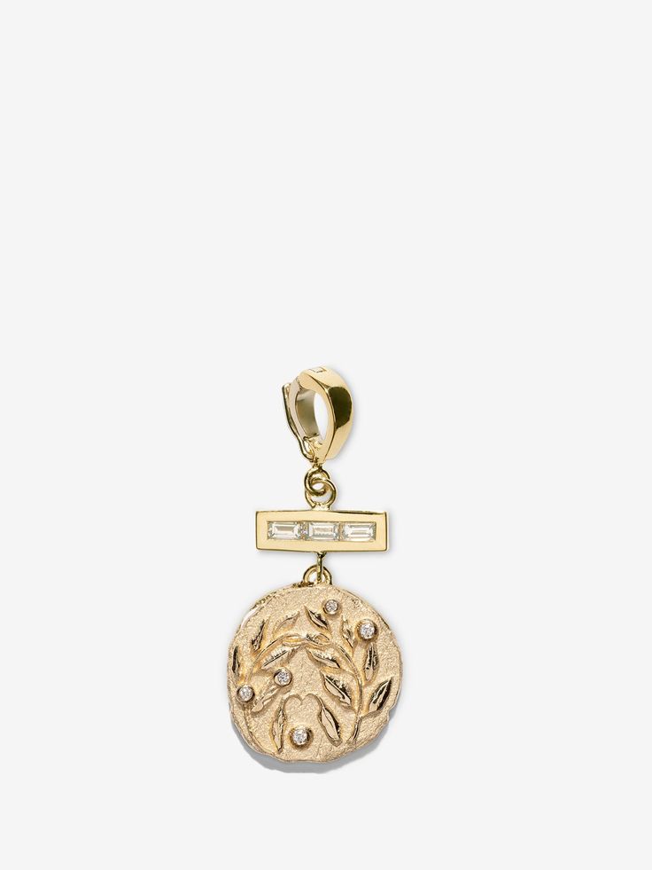 Olive Branch Small Coin with Diamonds