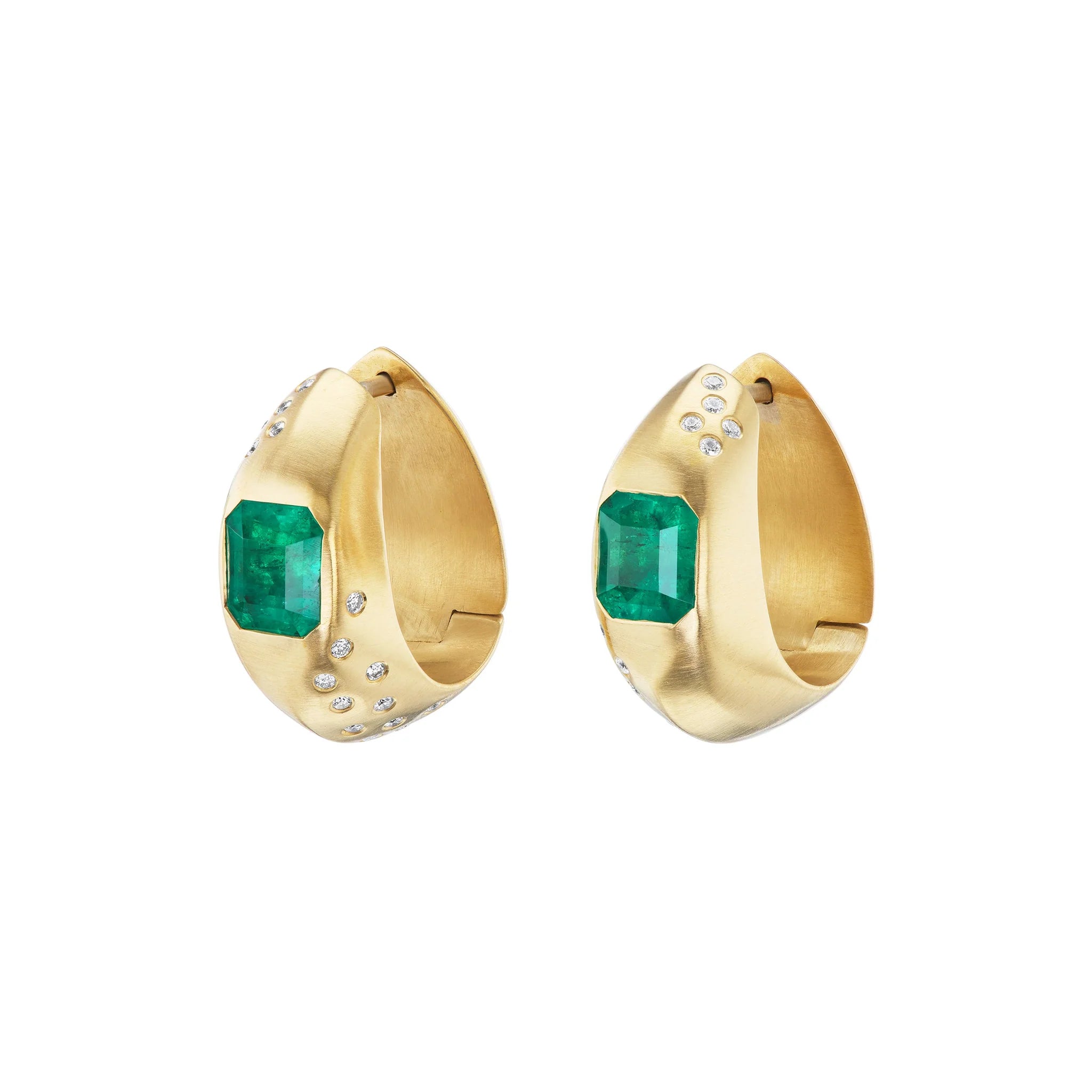 Emerald Hinged Hoops