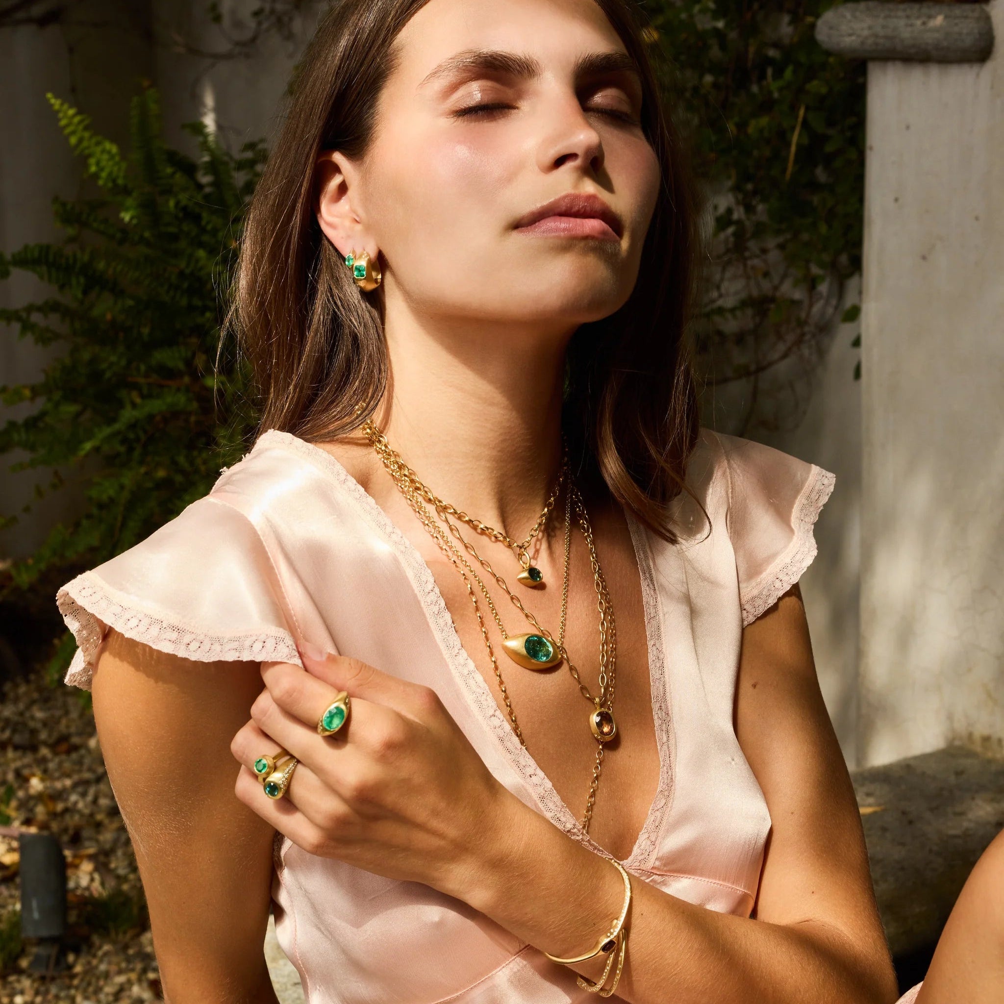 Emerald Hinged Hoops