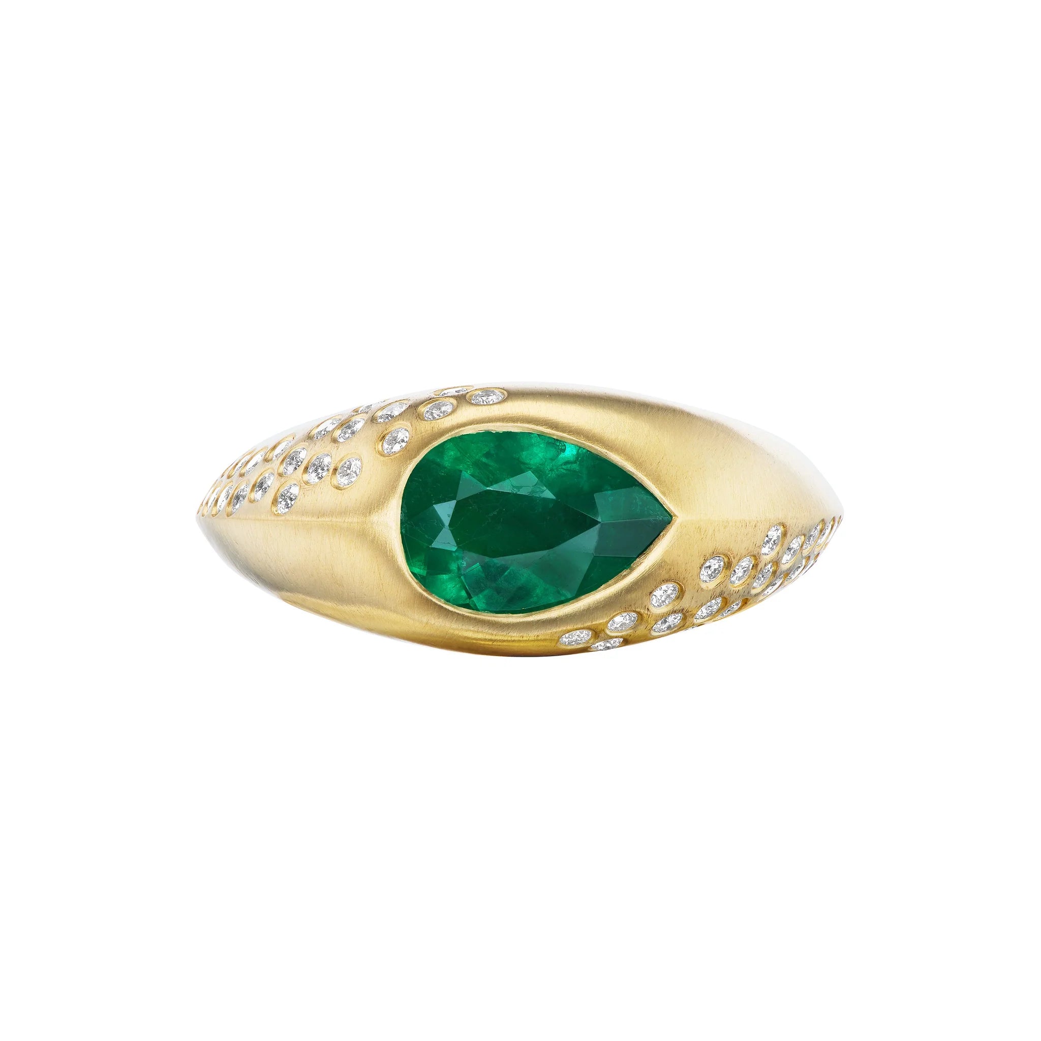Emerald Pear Signet Ring