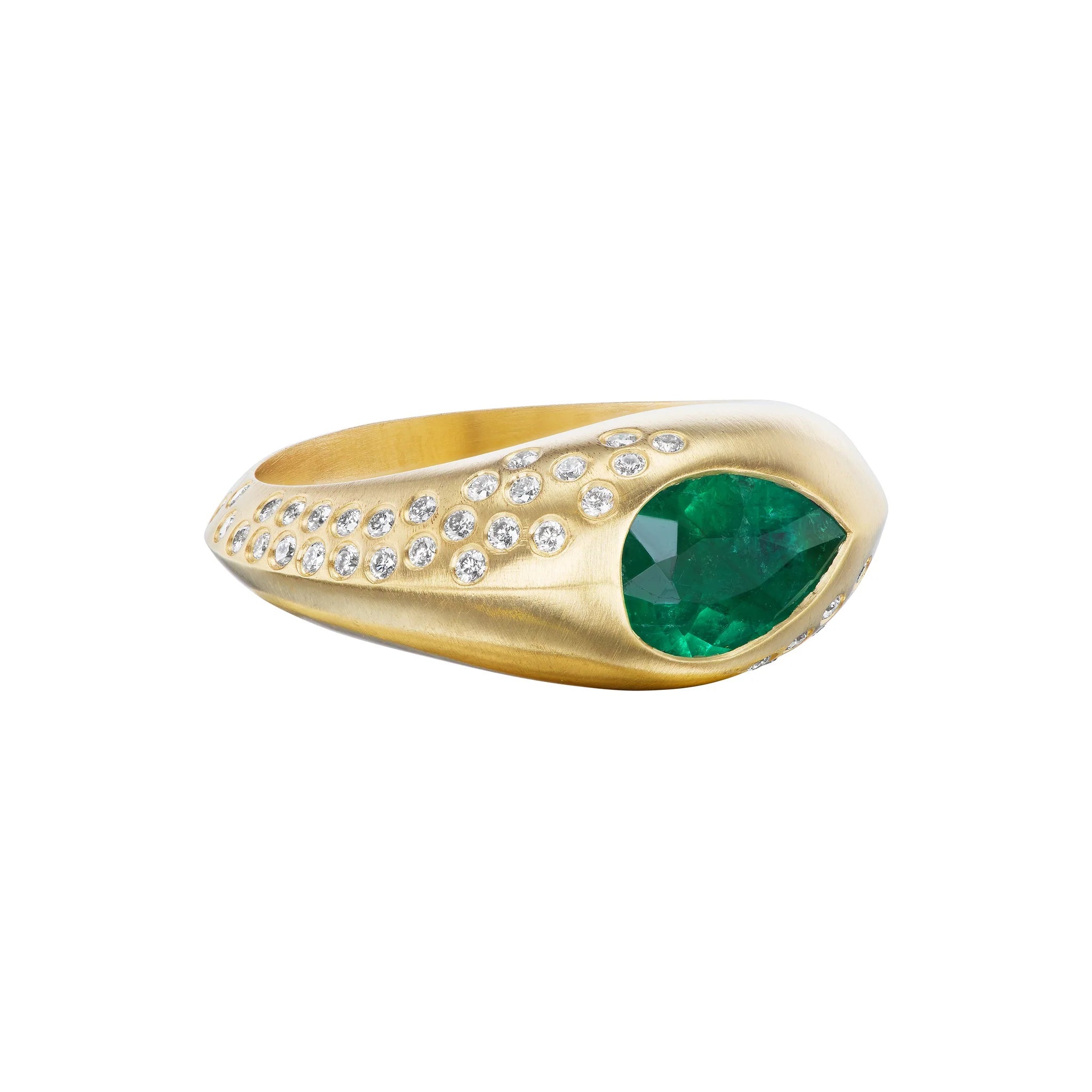 Emerald Pear Signet Ring