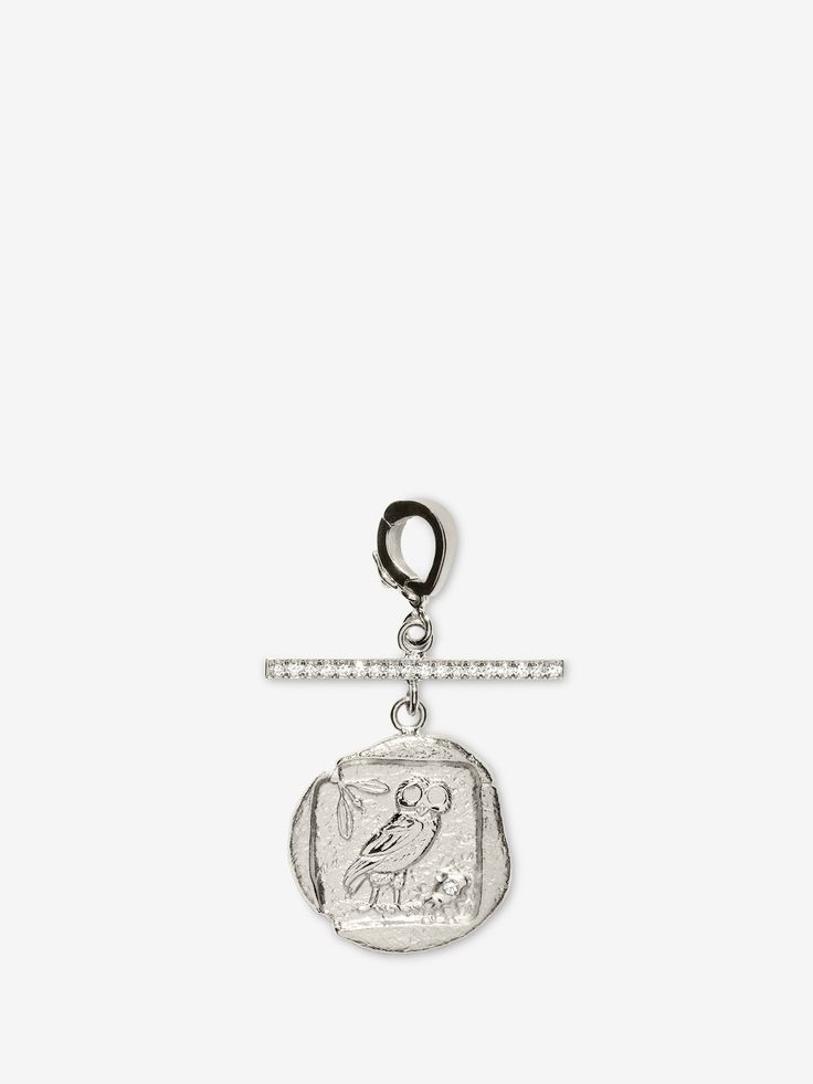 Owl of Athena Small Diamond Coin Charm