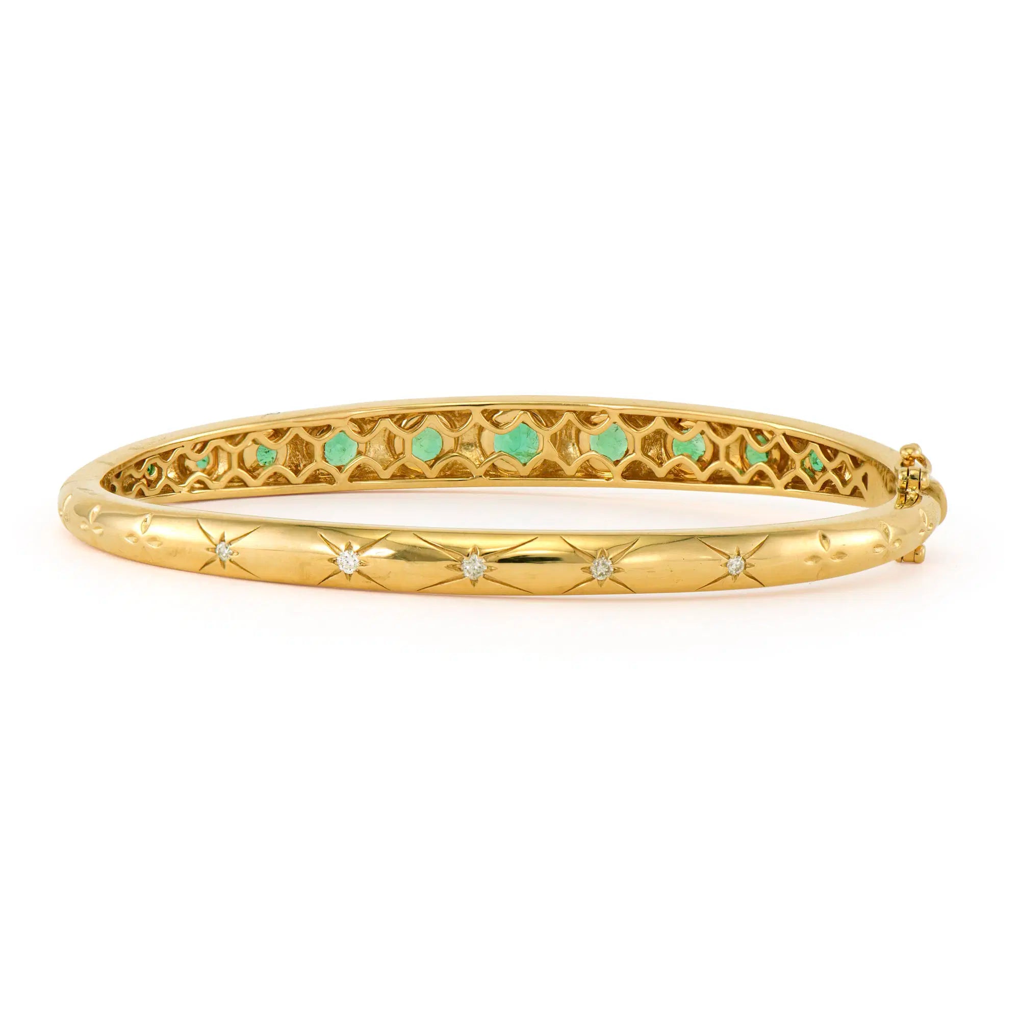 Starry Night Metal Set Emerald Graduated Engraved Bangle