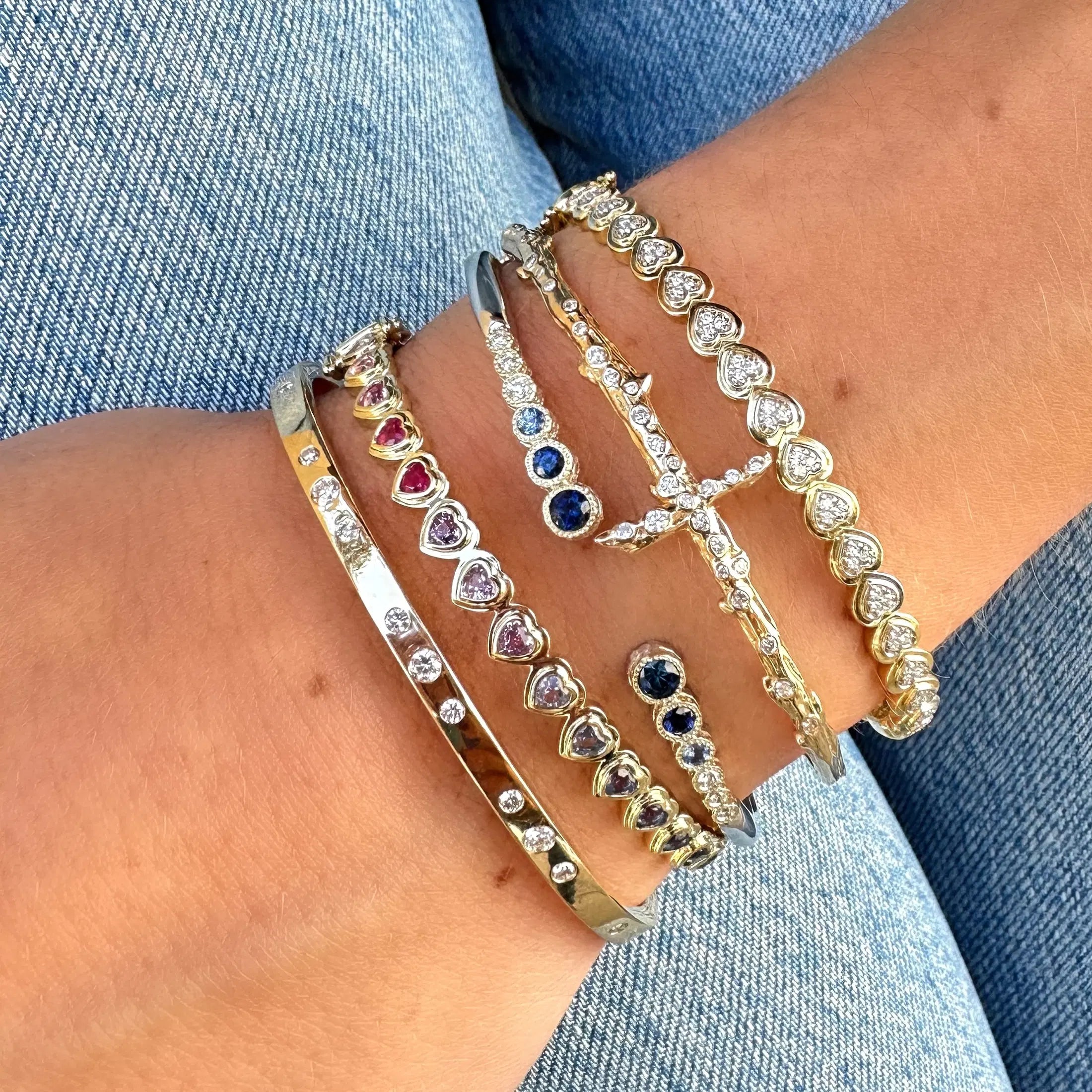 Show Your Love Continuous Rainbow Heart Bangle