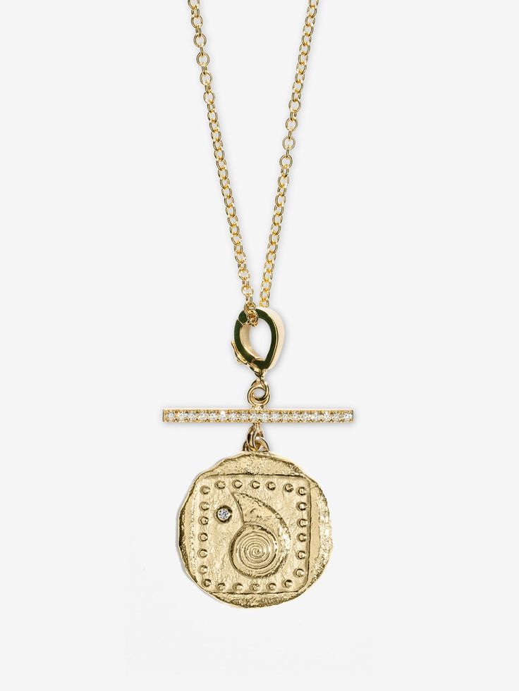 Spiral Seashell Small Diamond Coin Charm