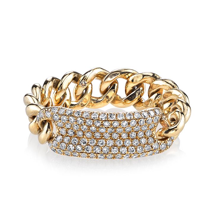 Diamond Pave ID Mini Link Ring