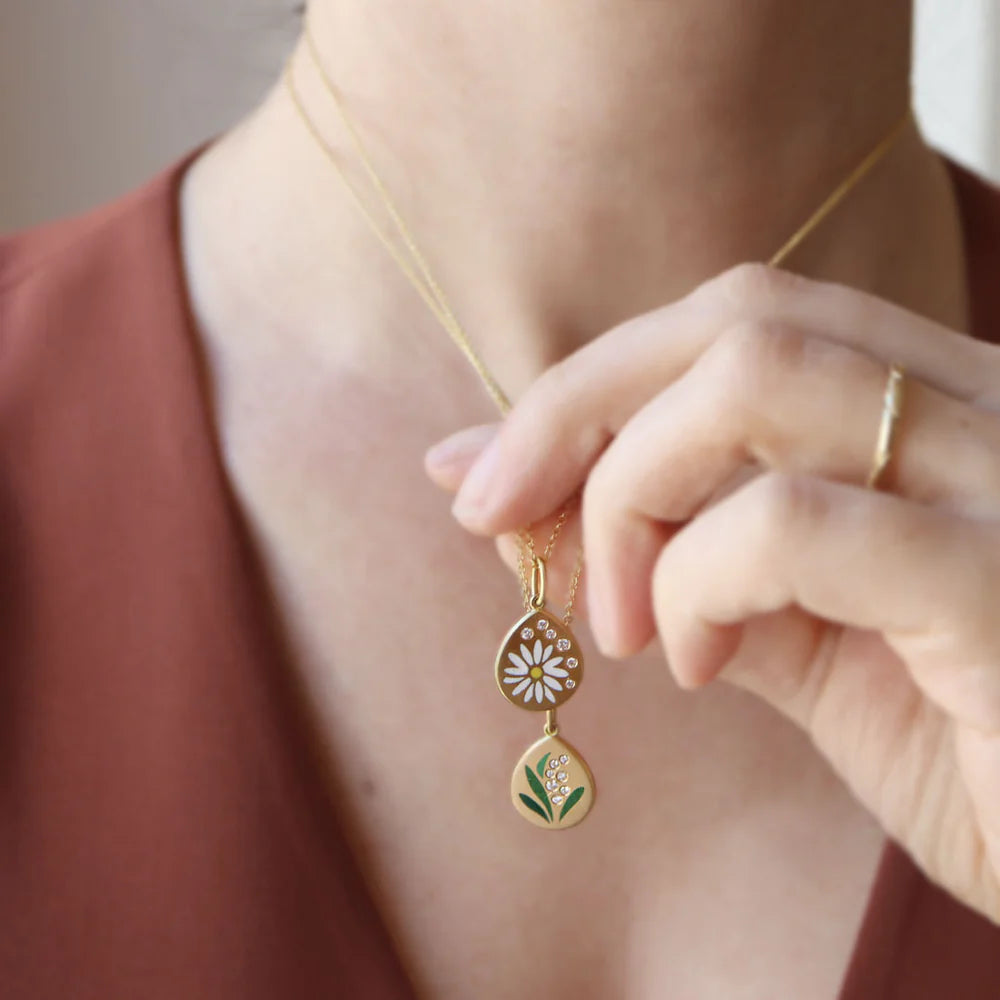 Lily of the Valley Enamel Pendant