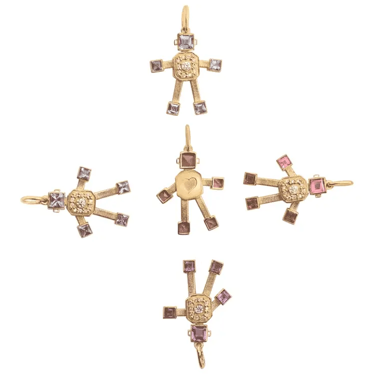 Denim Heart Van Robot Mini Pendant Diamond Multi Precious Stones
