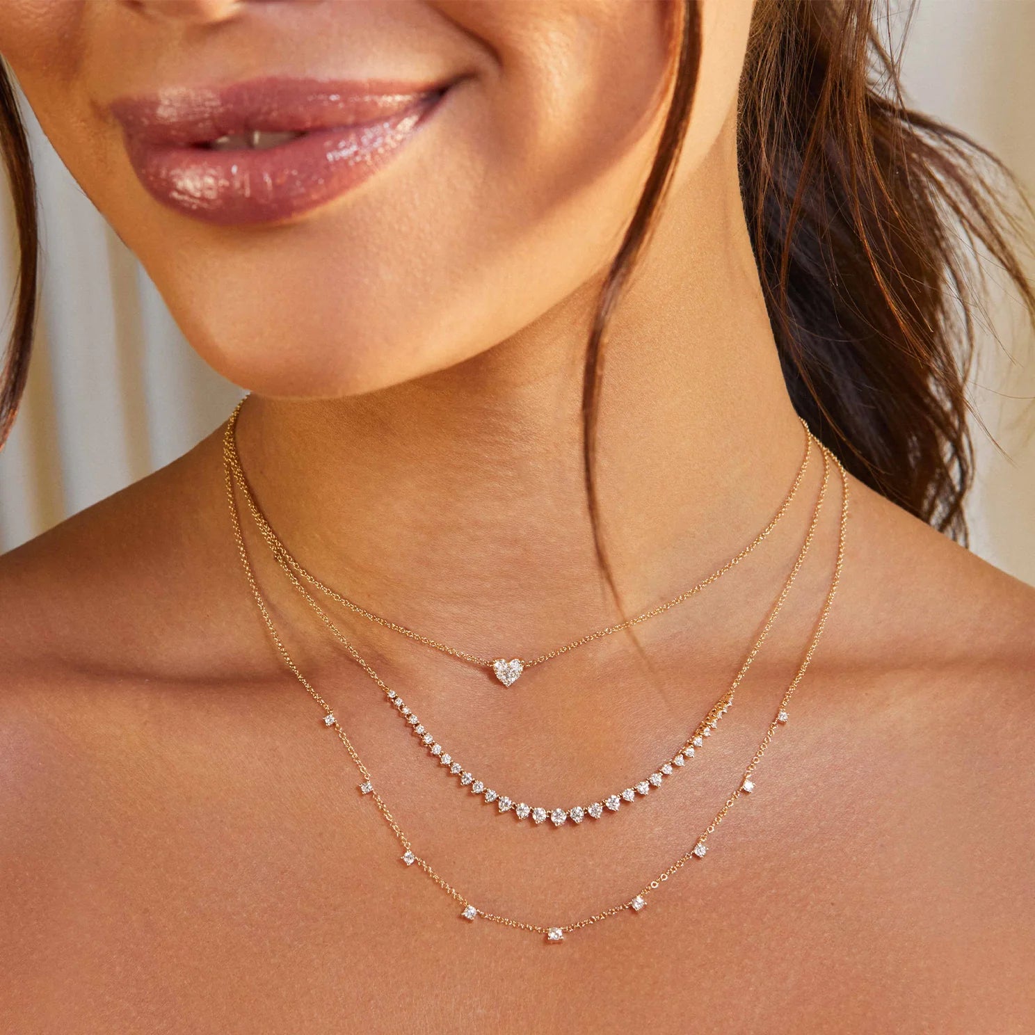 Full Cut Diamond Heart Choker Necklace