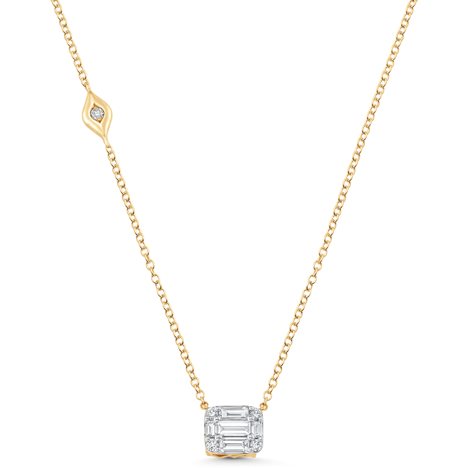 Illusion Emerald Cut Diamond Necklace