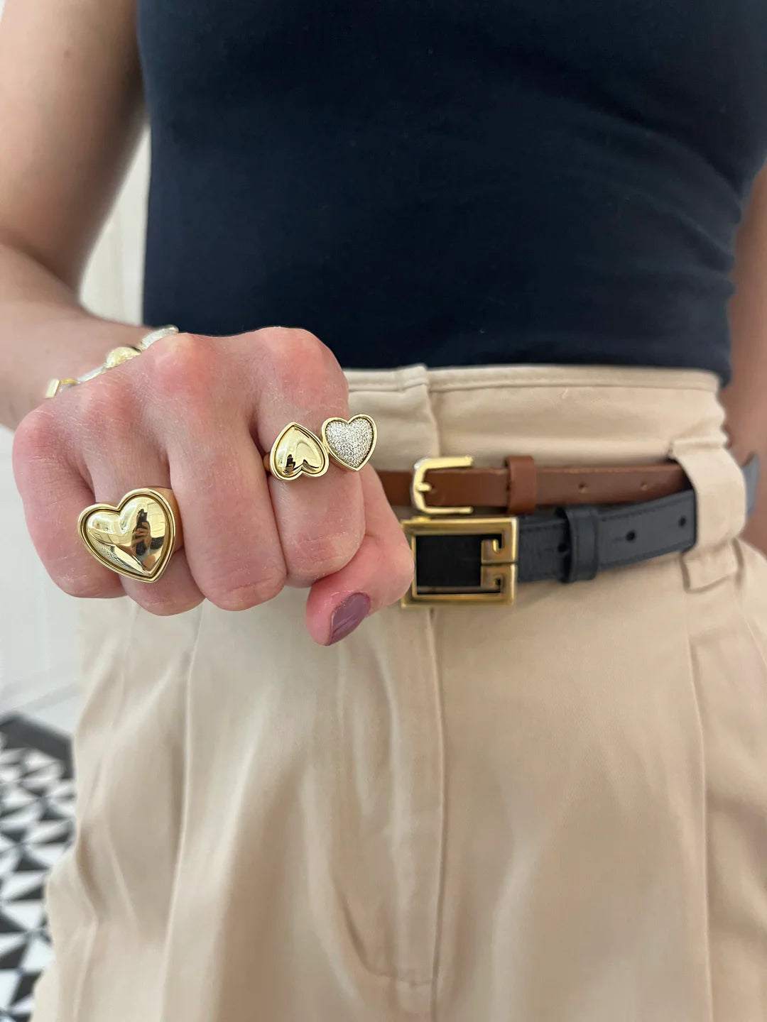 Double Puffer Heart Ring