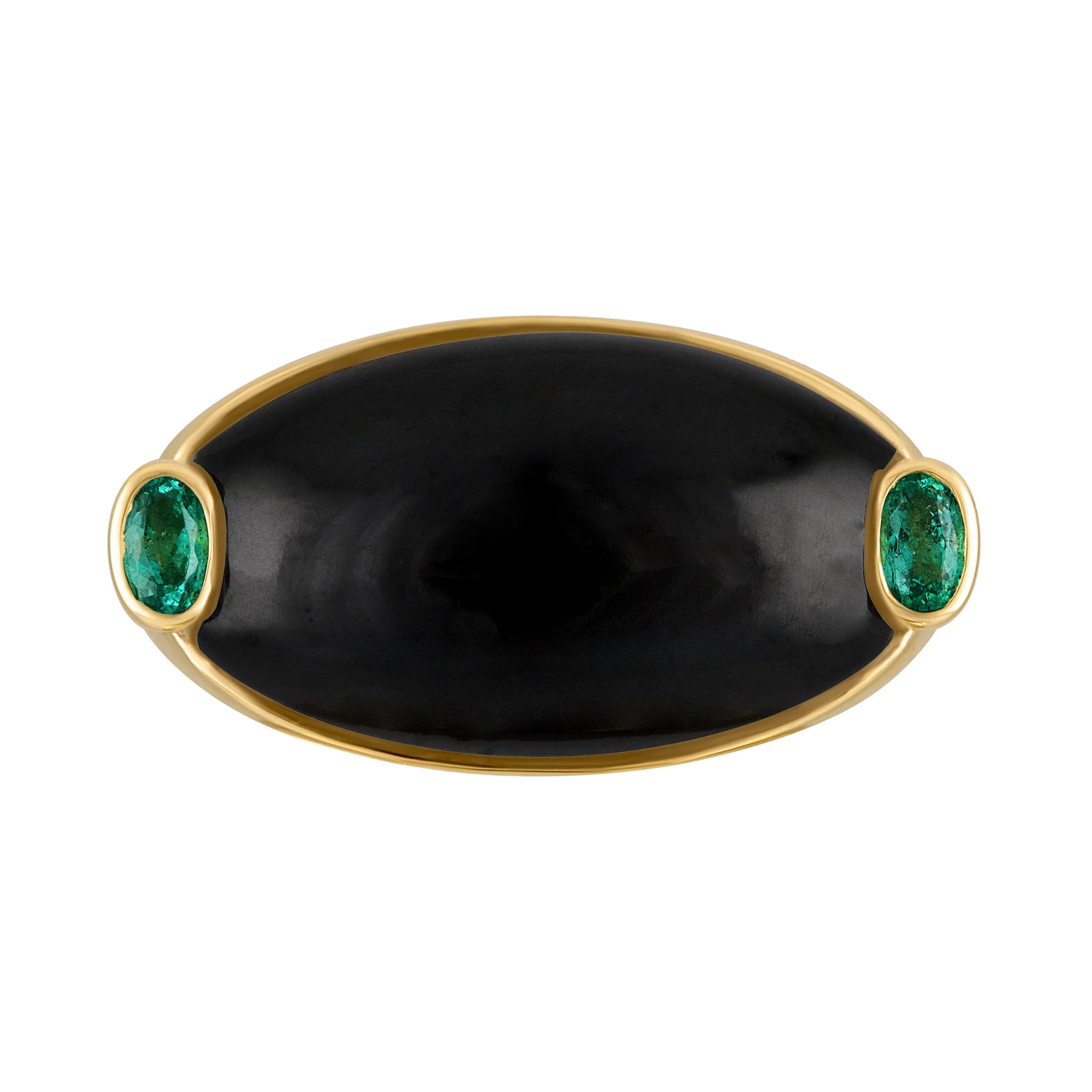 Oval Onyx And Emerald Signet Ring