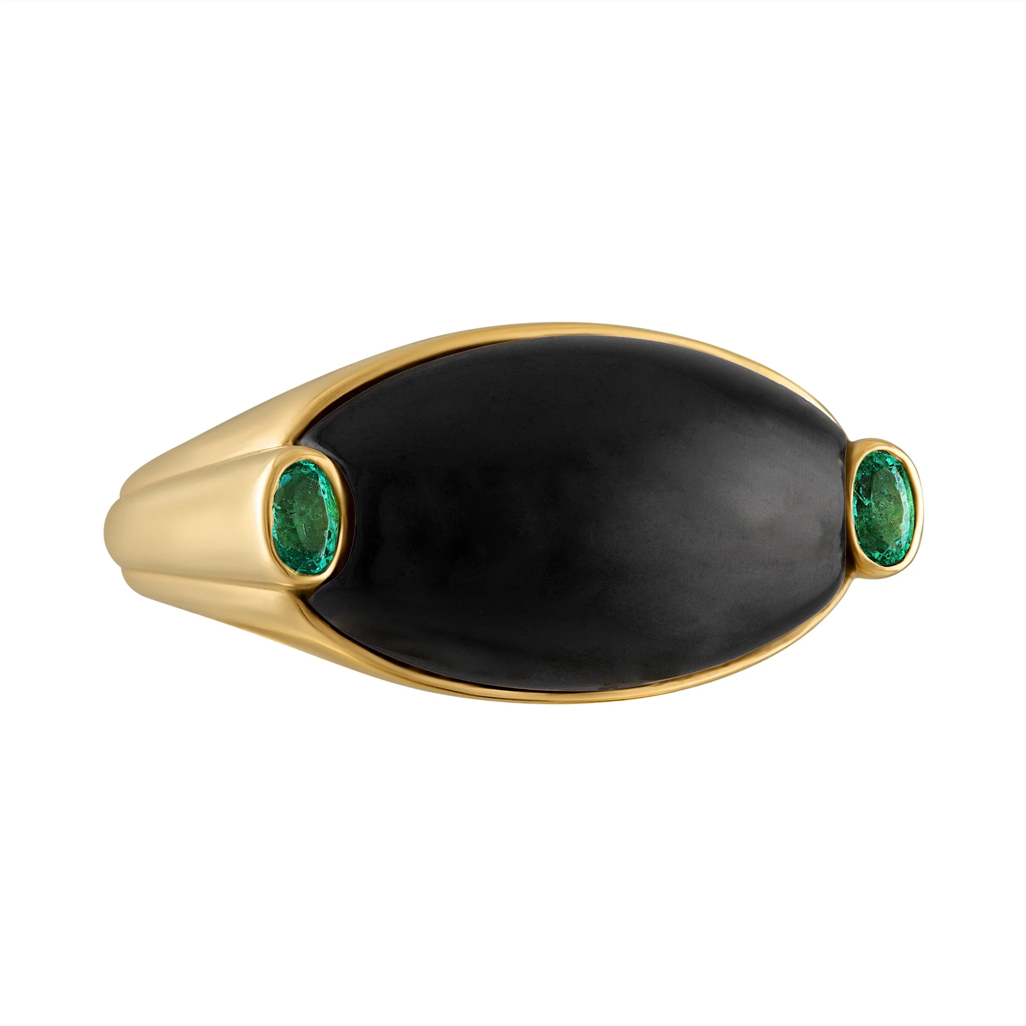 Oval Onyx And Emerald Signet Ring