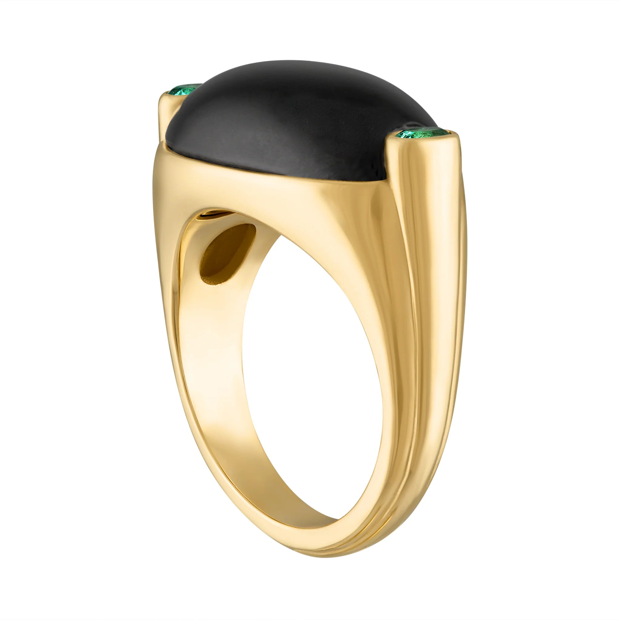Oval Onyx And Emerald Signet Ring