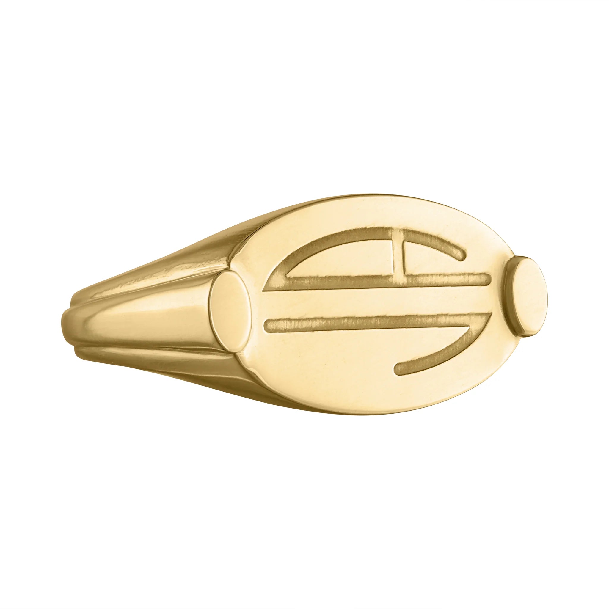 Oval 18K Signet Ring With Diamonds