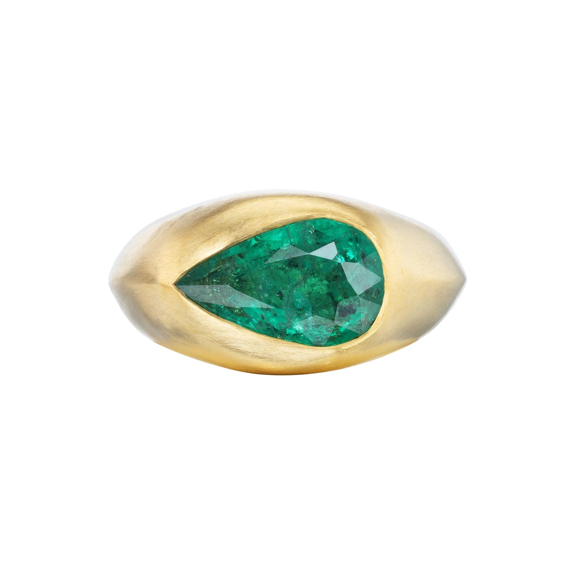 Iris I Emerald Pear Signet Ring