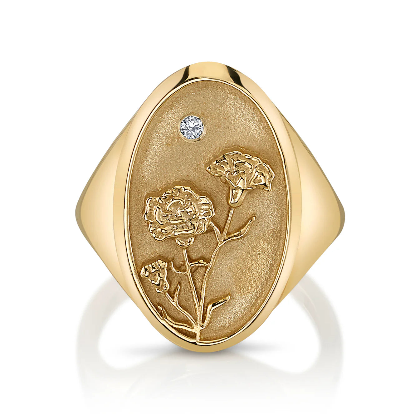 January Birth Flower Signet Ring
