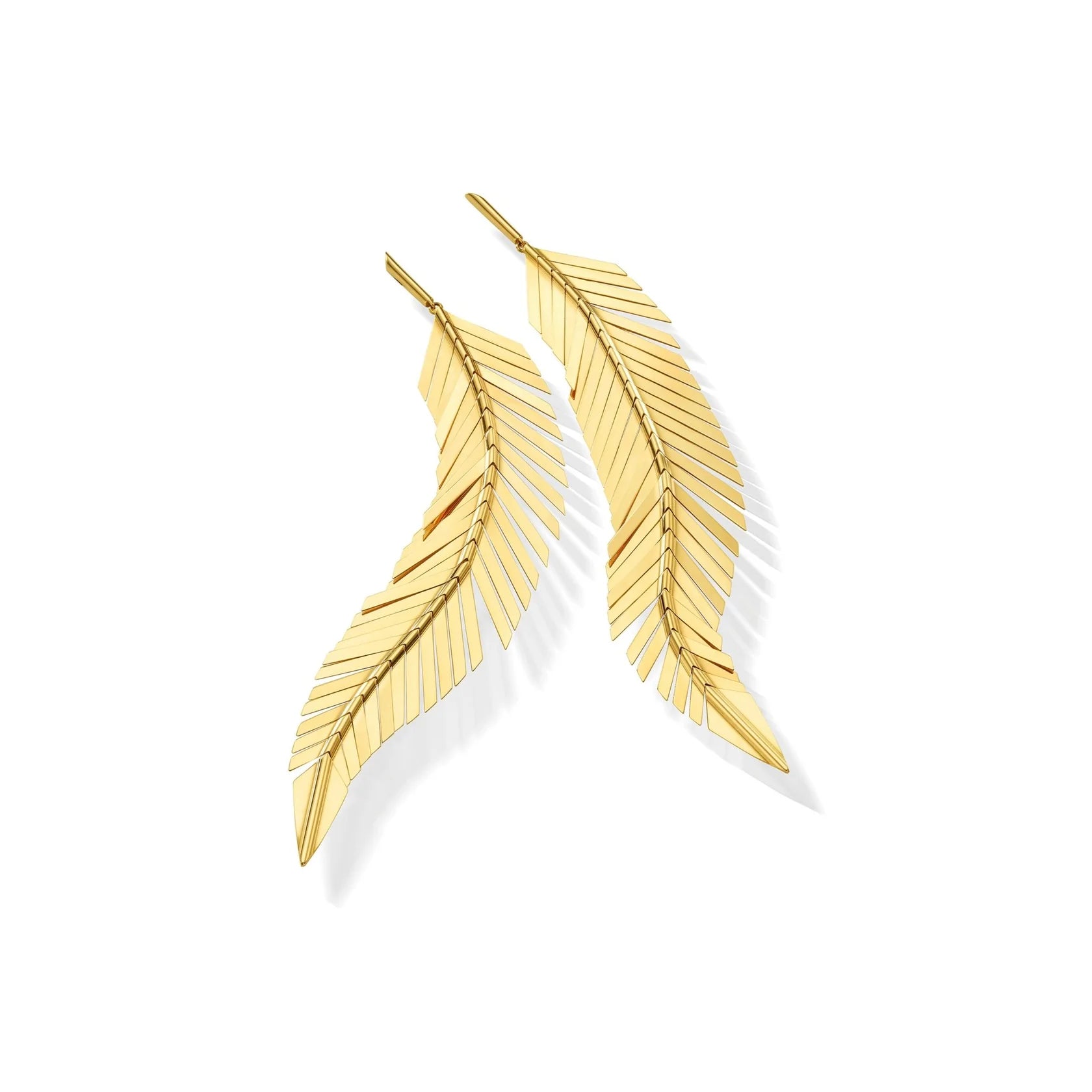 Large Feather Drop Earrings