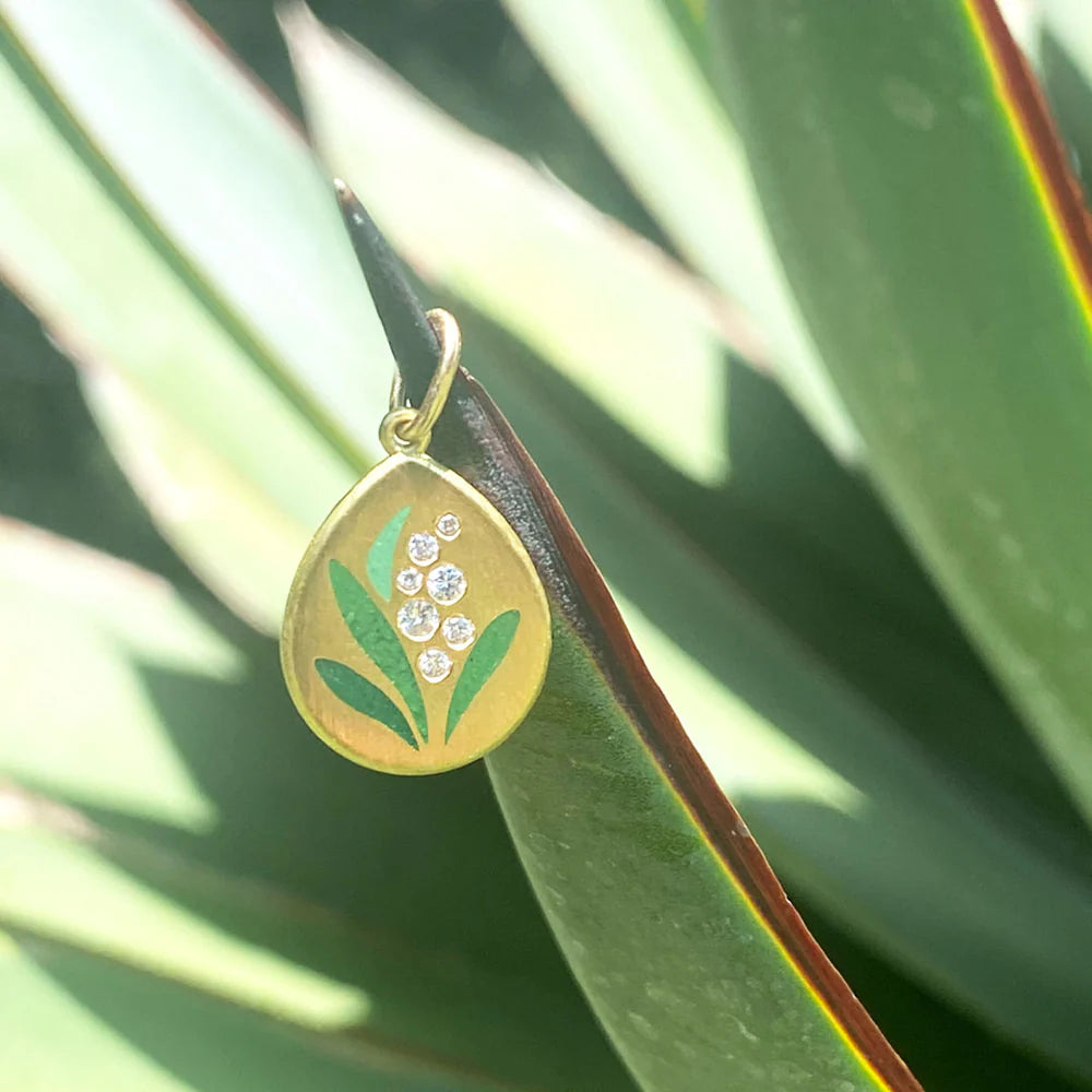 Lily of the Valley Enamel Pendant