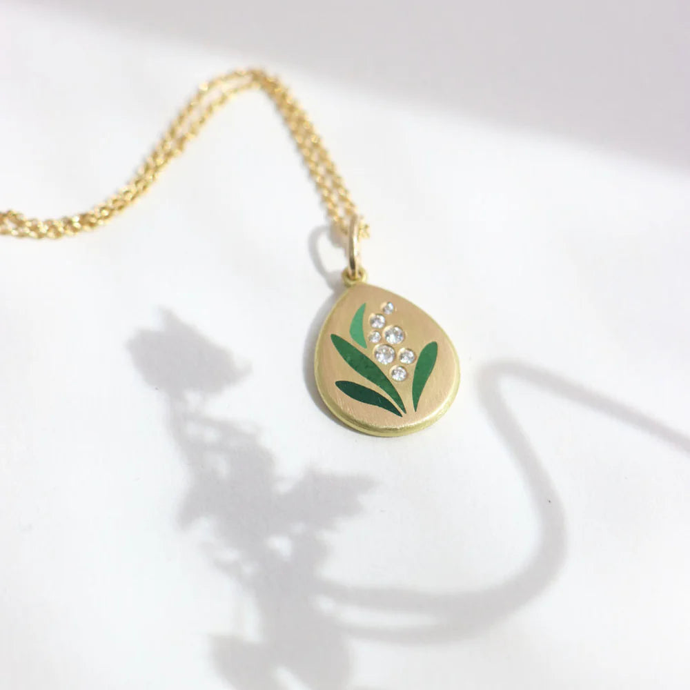 Lily of the Valley Enamel Pendant