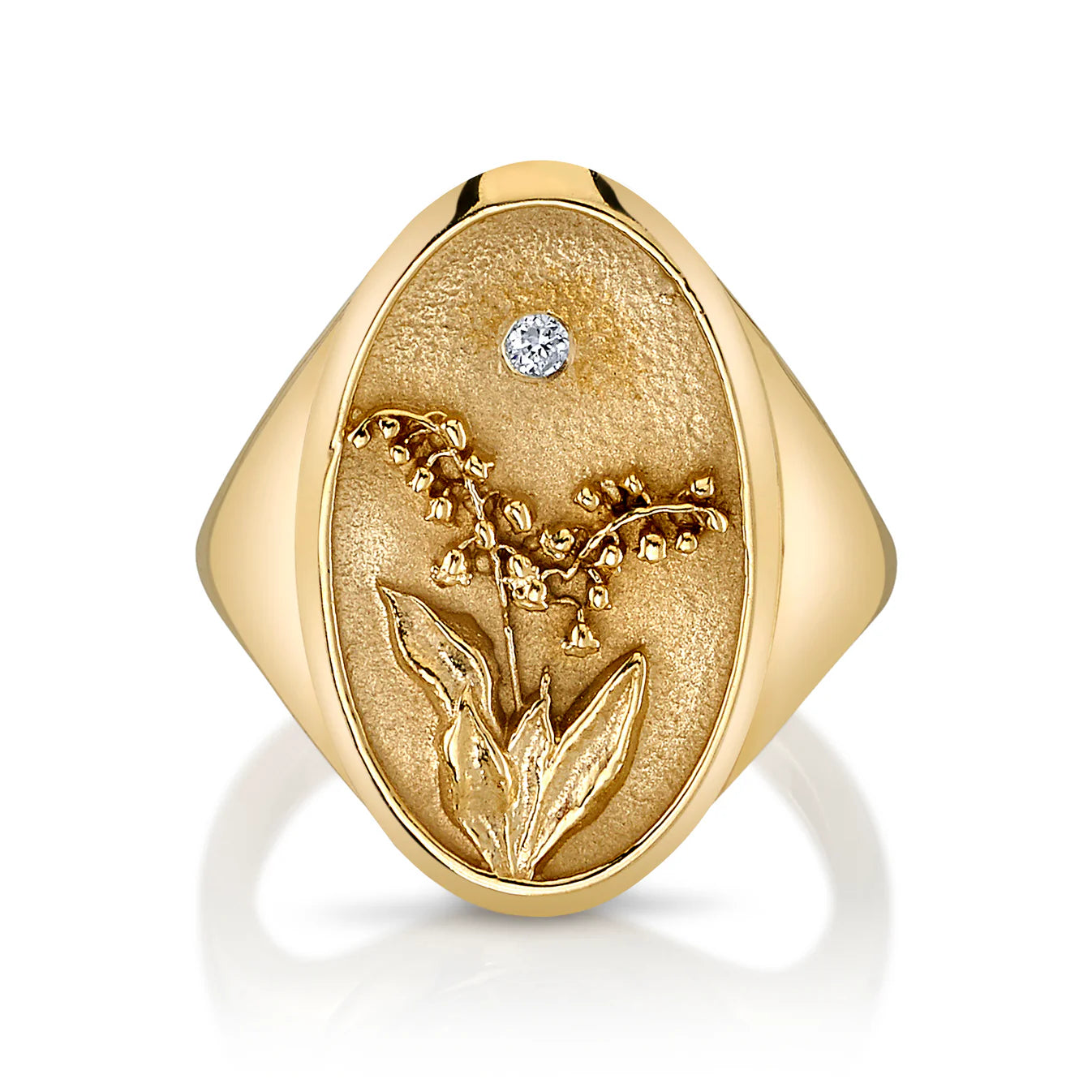 May Birth Flower Signet Ring