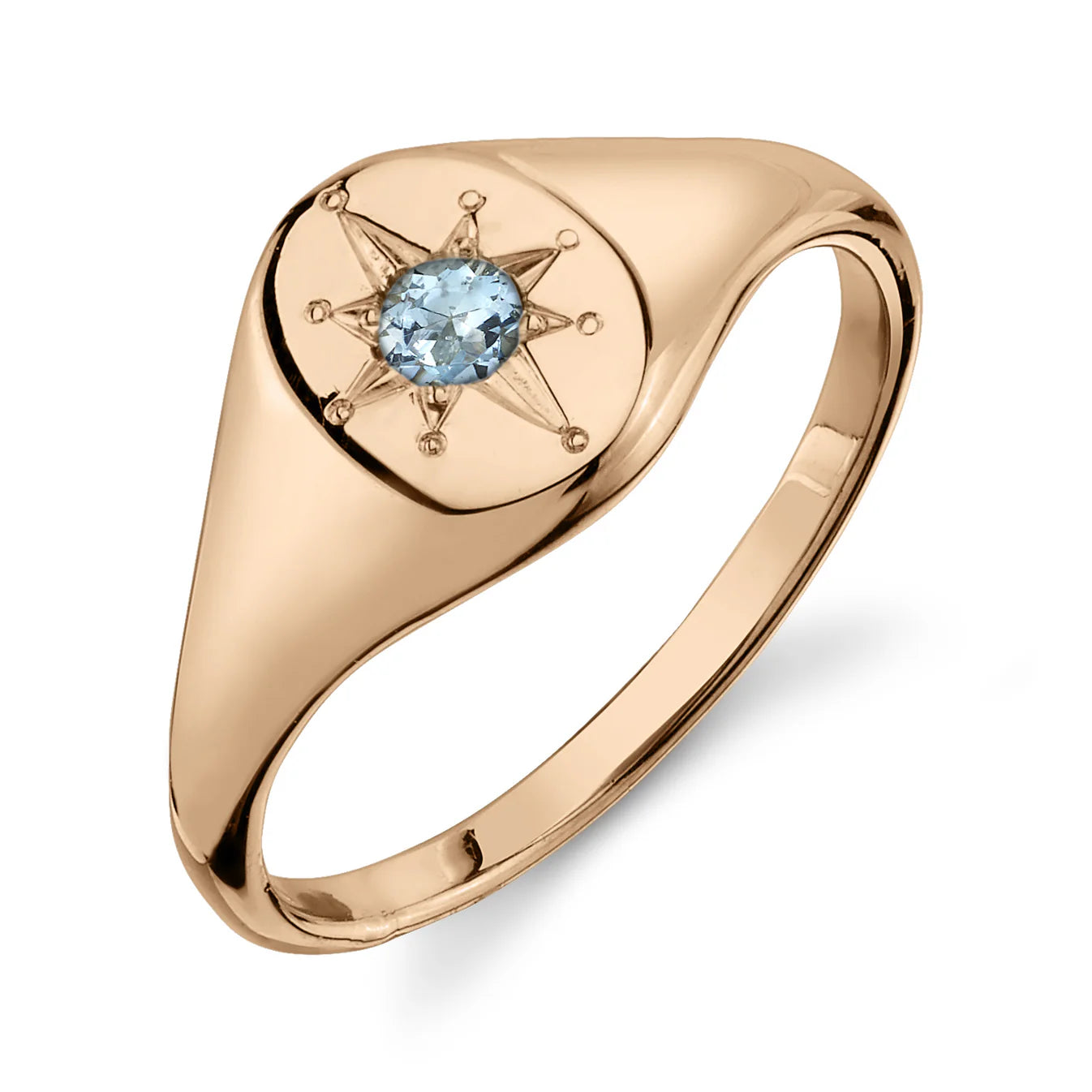Aquamarine North Star Signet Ring