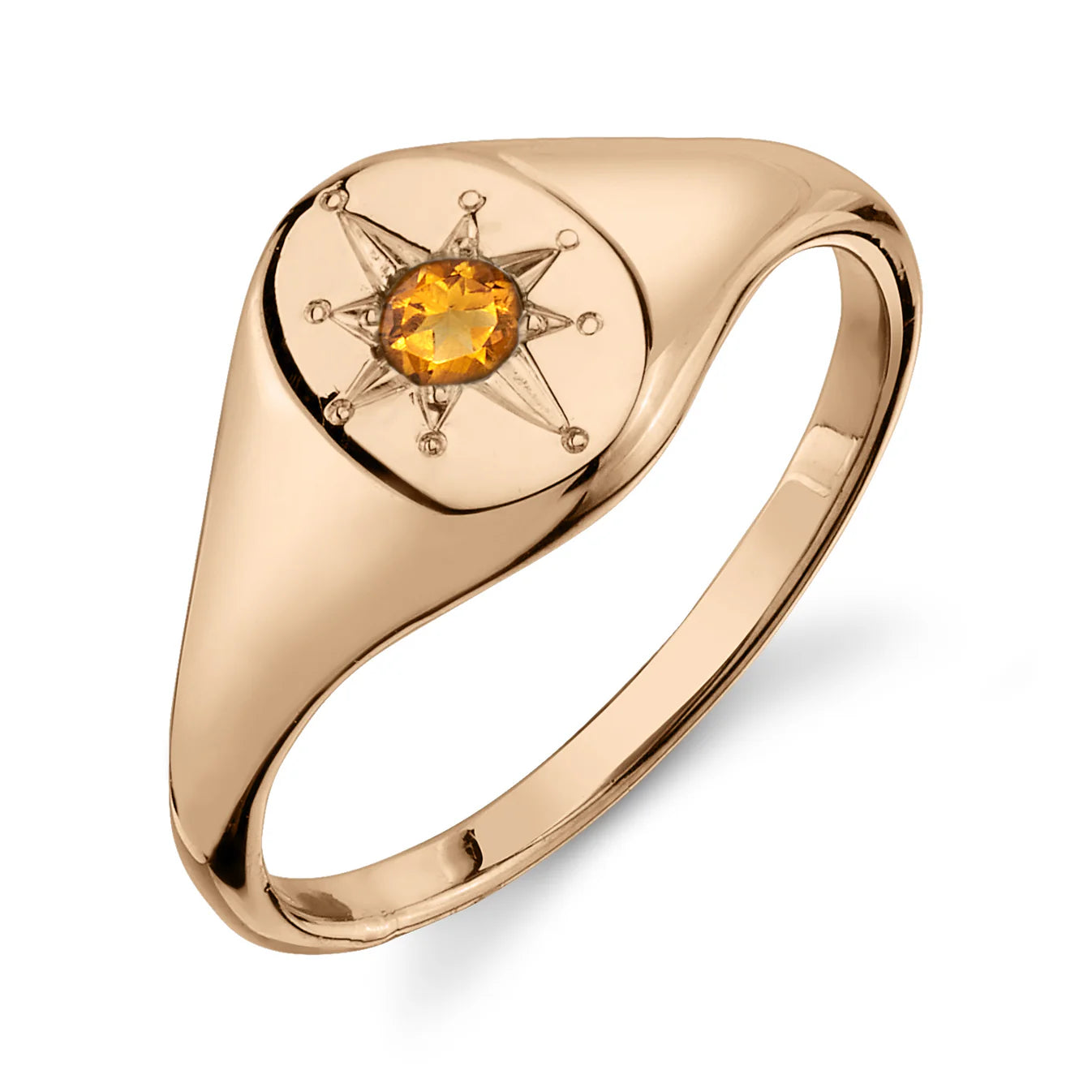 Citrine North Star Signet Ring