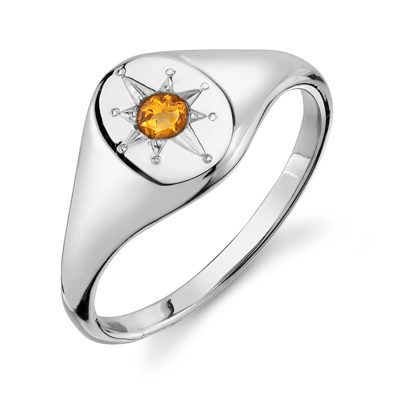 Citrine North Star Signet Ring