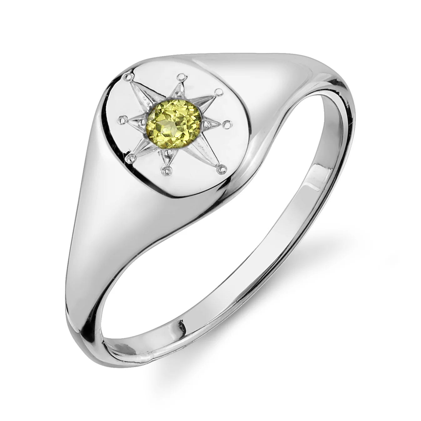 Peridot North Star Signet Ring
