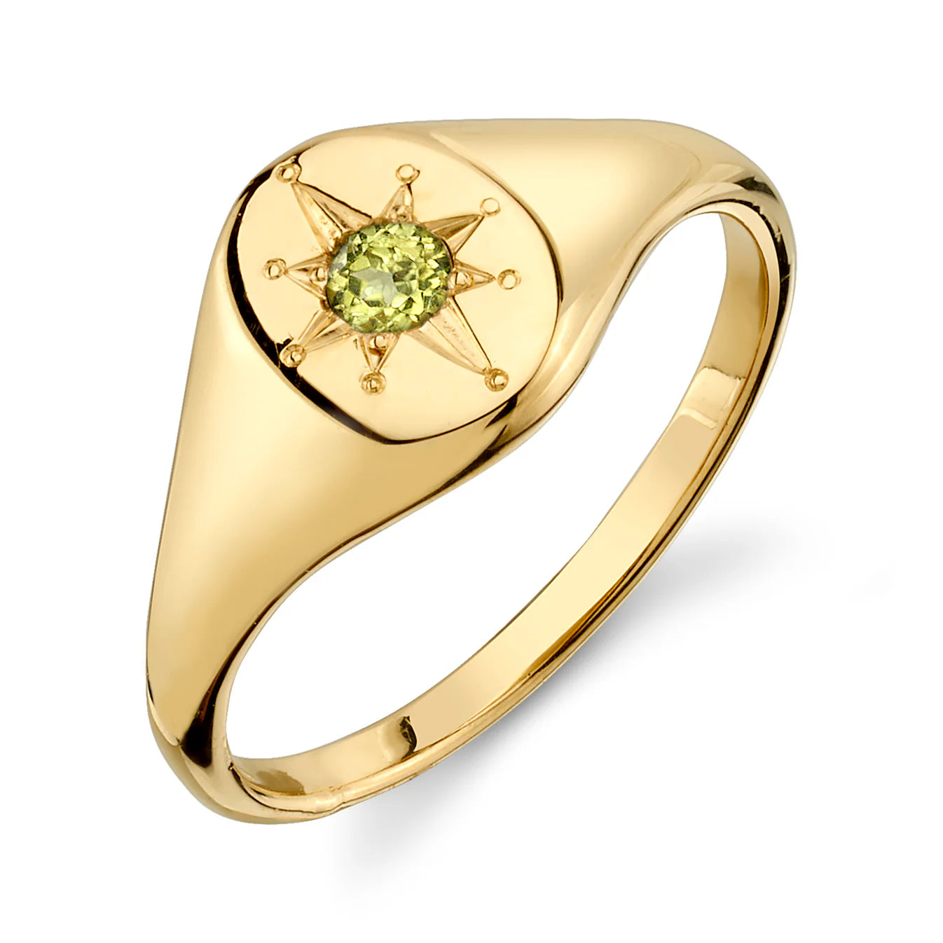 Peridot North Star Signet Ring
