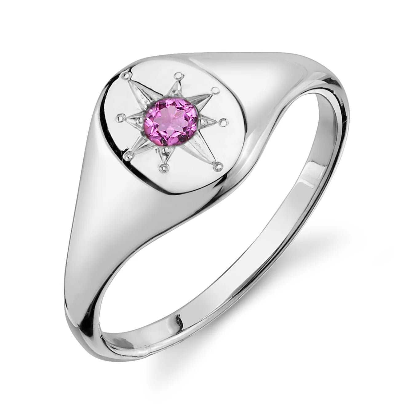 Pink Tourmaline North Star Signet Ring