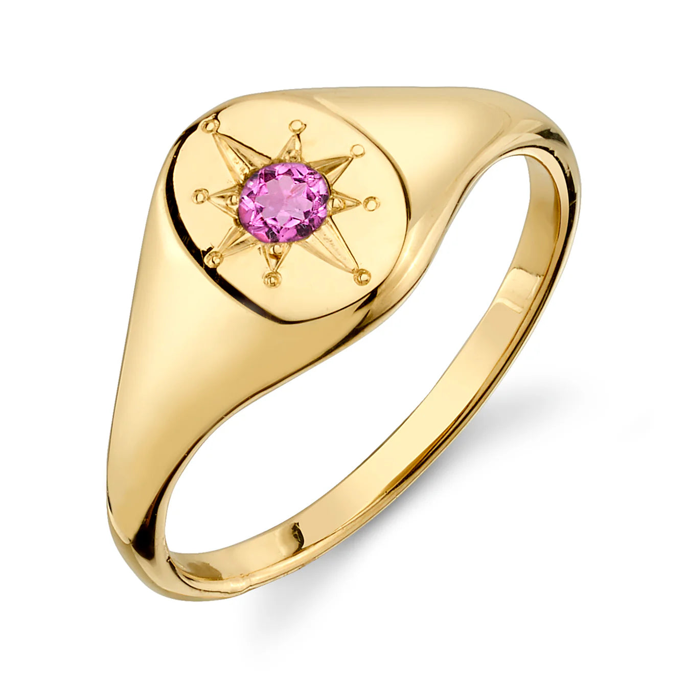 Pink Tourmaline North Star Signet Ring