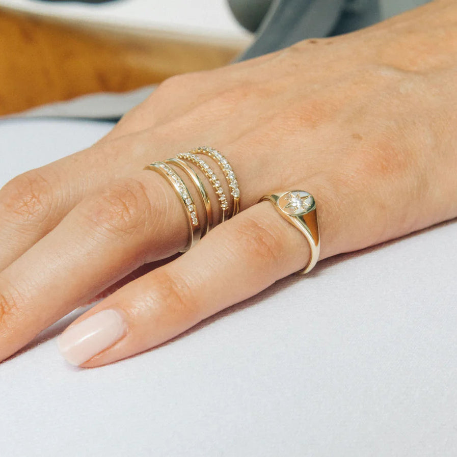 Diamond North Star Signet Ring