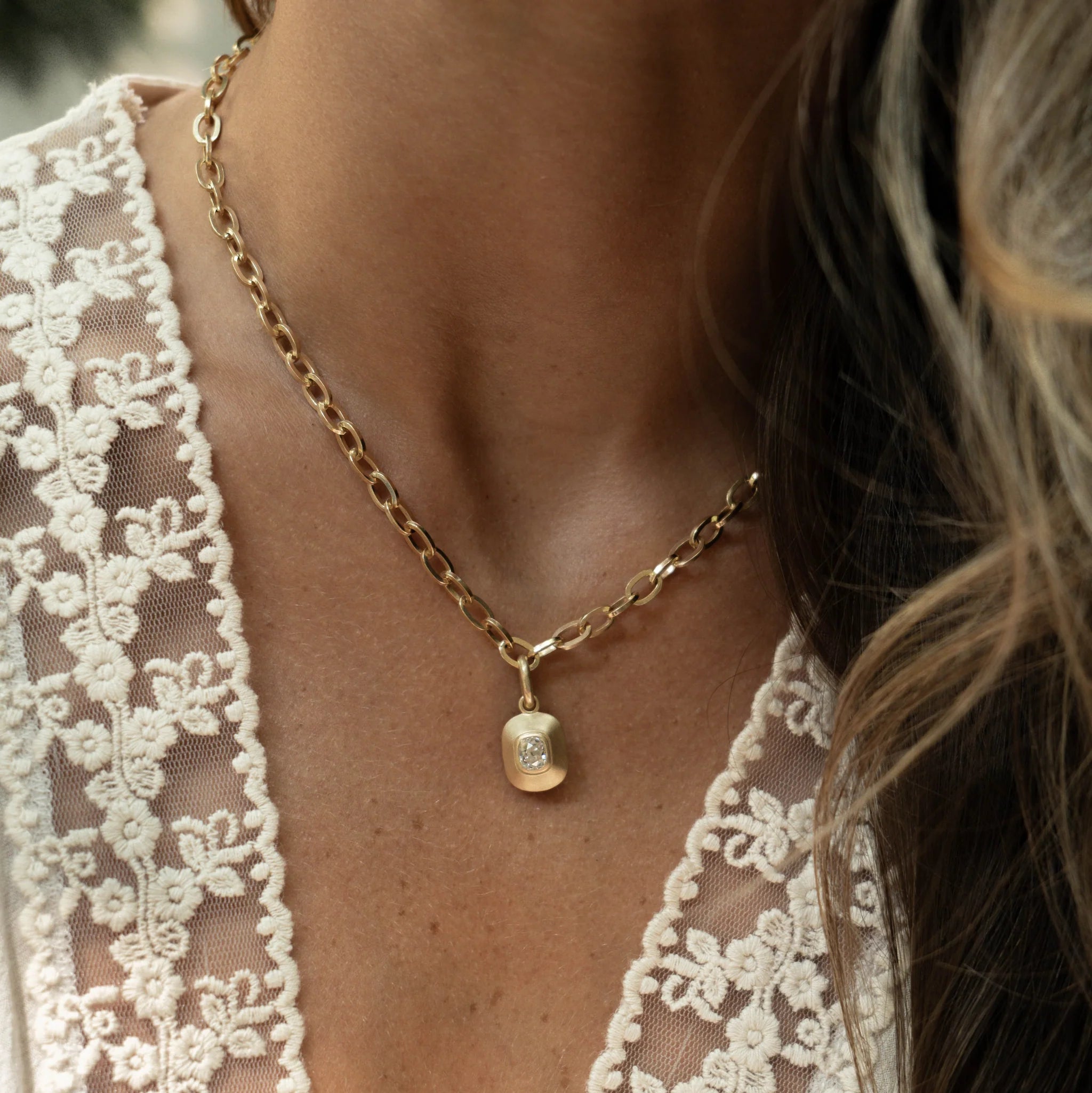 Old Mine Cut Diamond Pendant