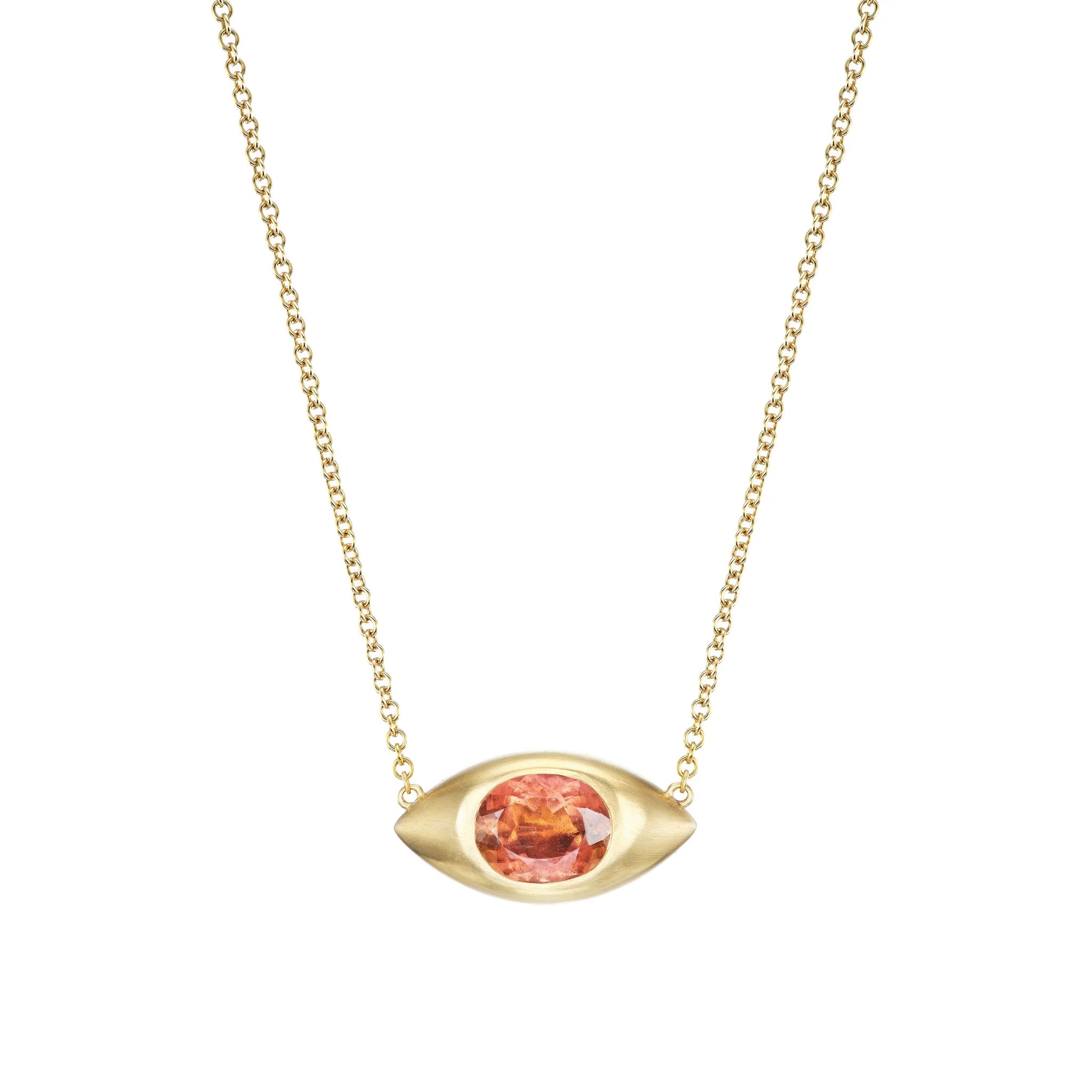 Peach Tourmaline Mega Eye Necklace