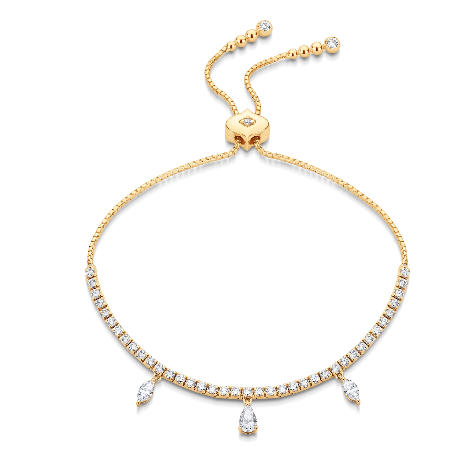 Purity Pear Marquis Diamond Bolo Bracelet