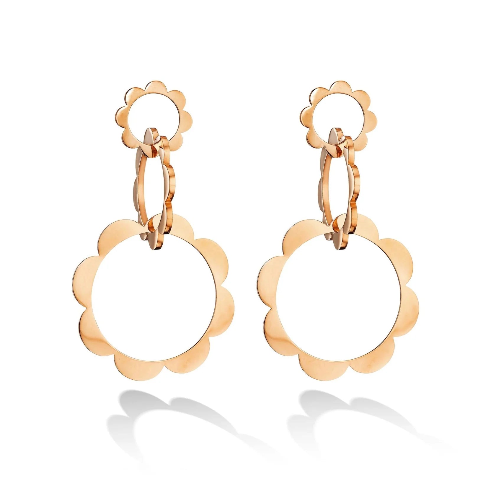 Solid Gold Bloom Drop Earrings