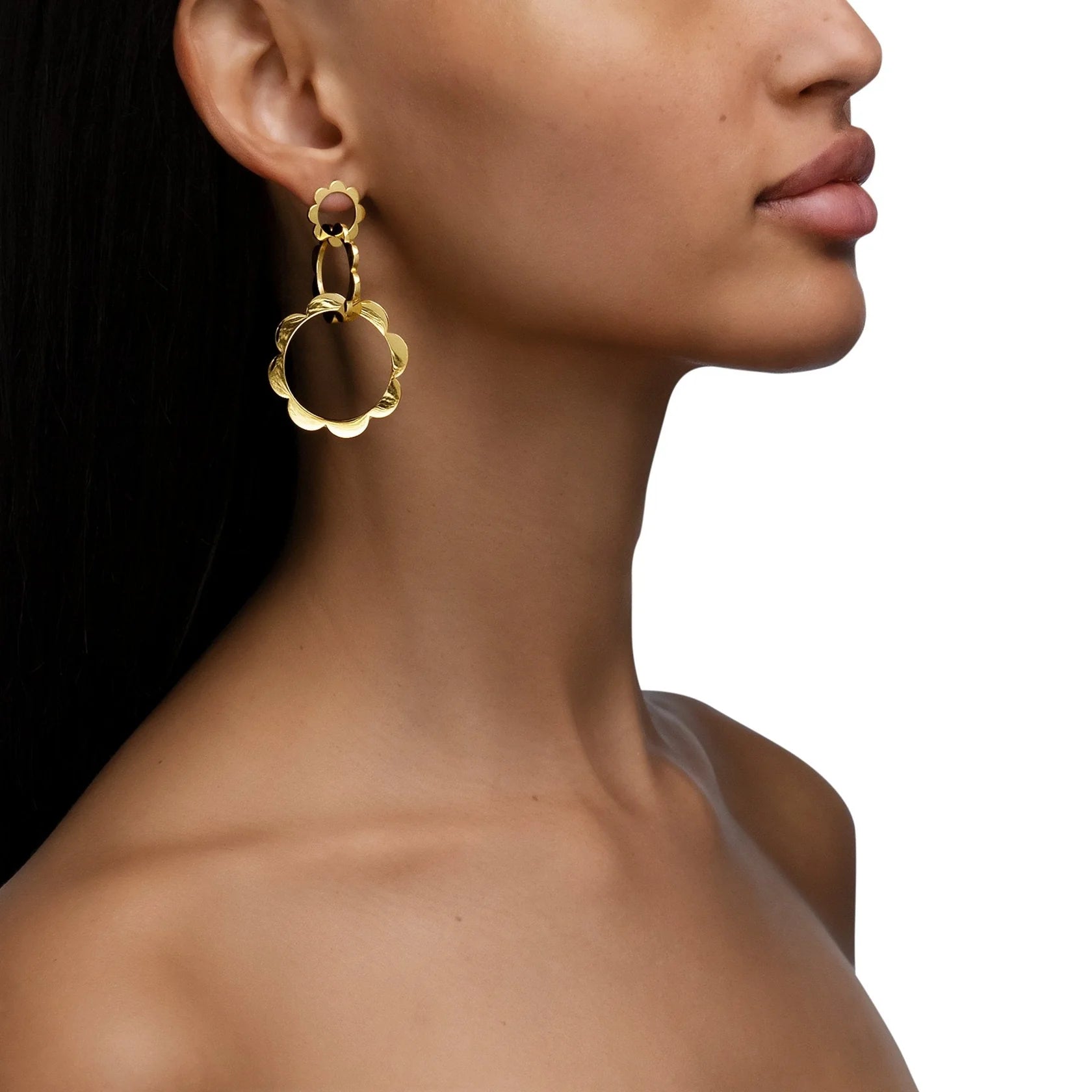 Solid Gold Bloom Drop Earrings