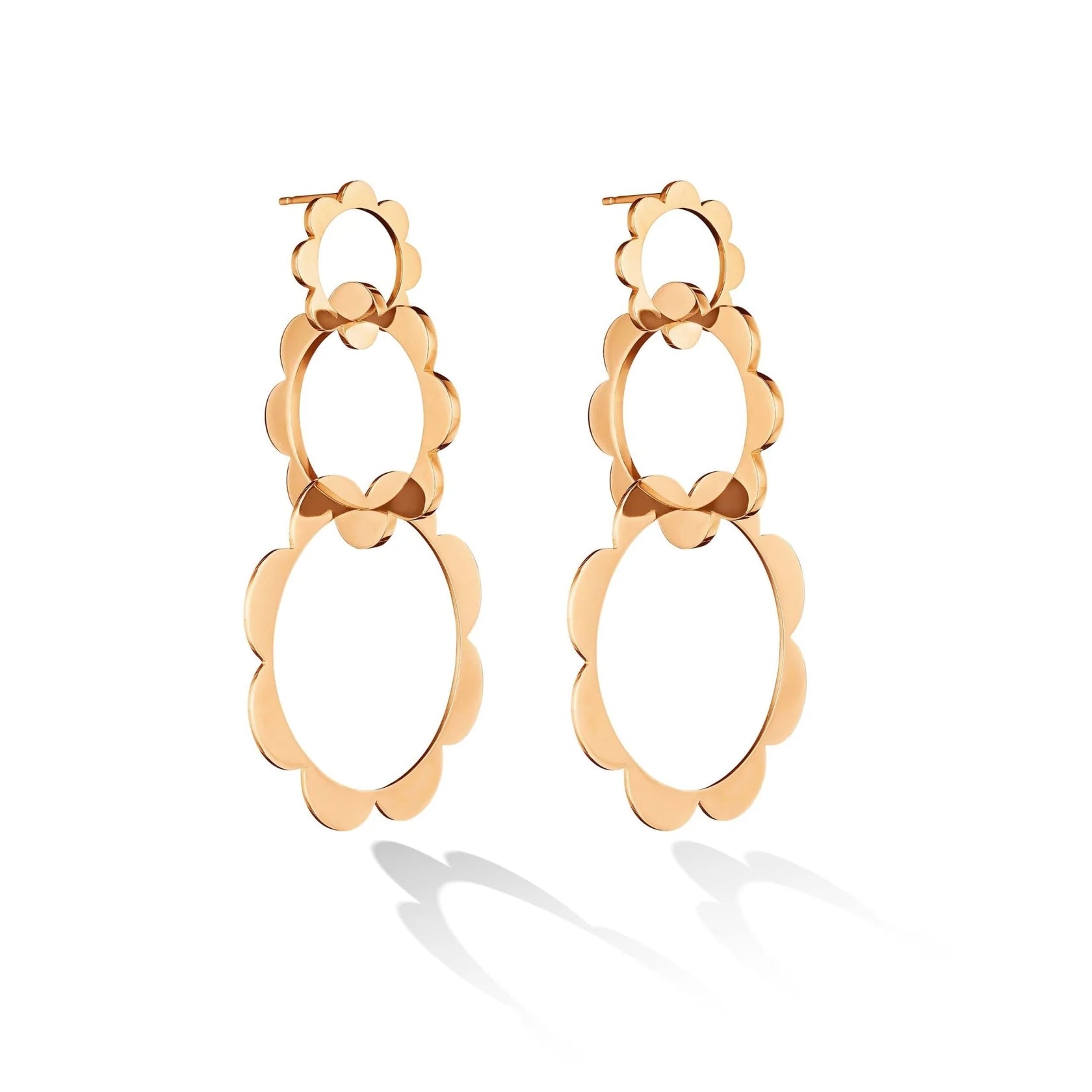 Solid Gold Bloom Drop Earrings