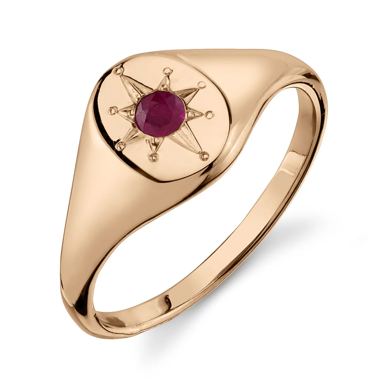 Ruby North Star Signet Ring